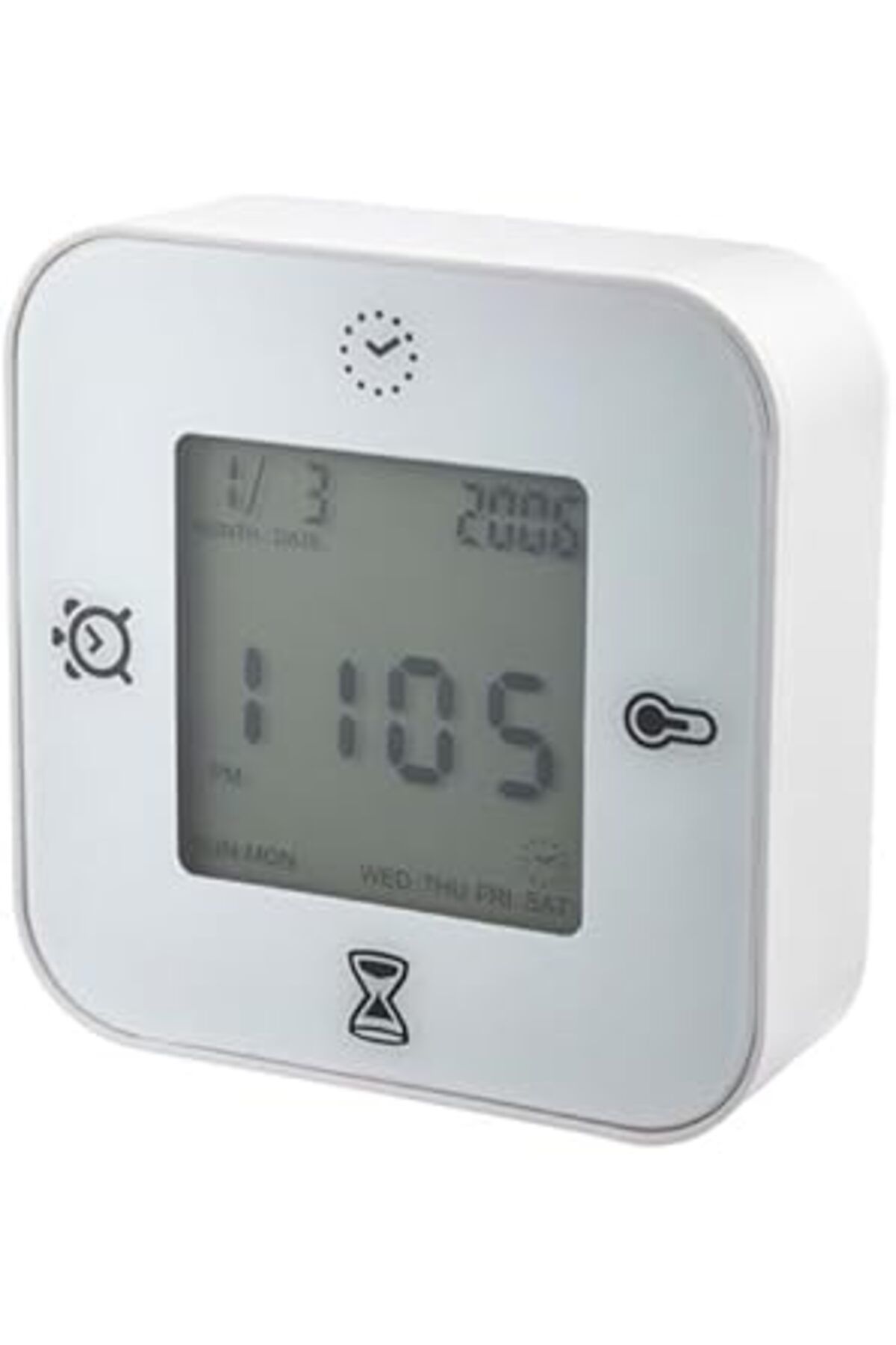 ASİTAN 4 Fonksiyonlu Masa Saati Beyaz Renk Saat/Termometre/Alarm/Zamanlayıcı