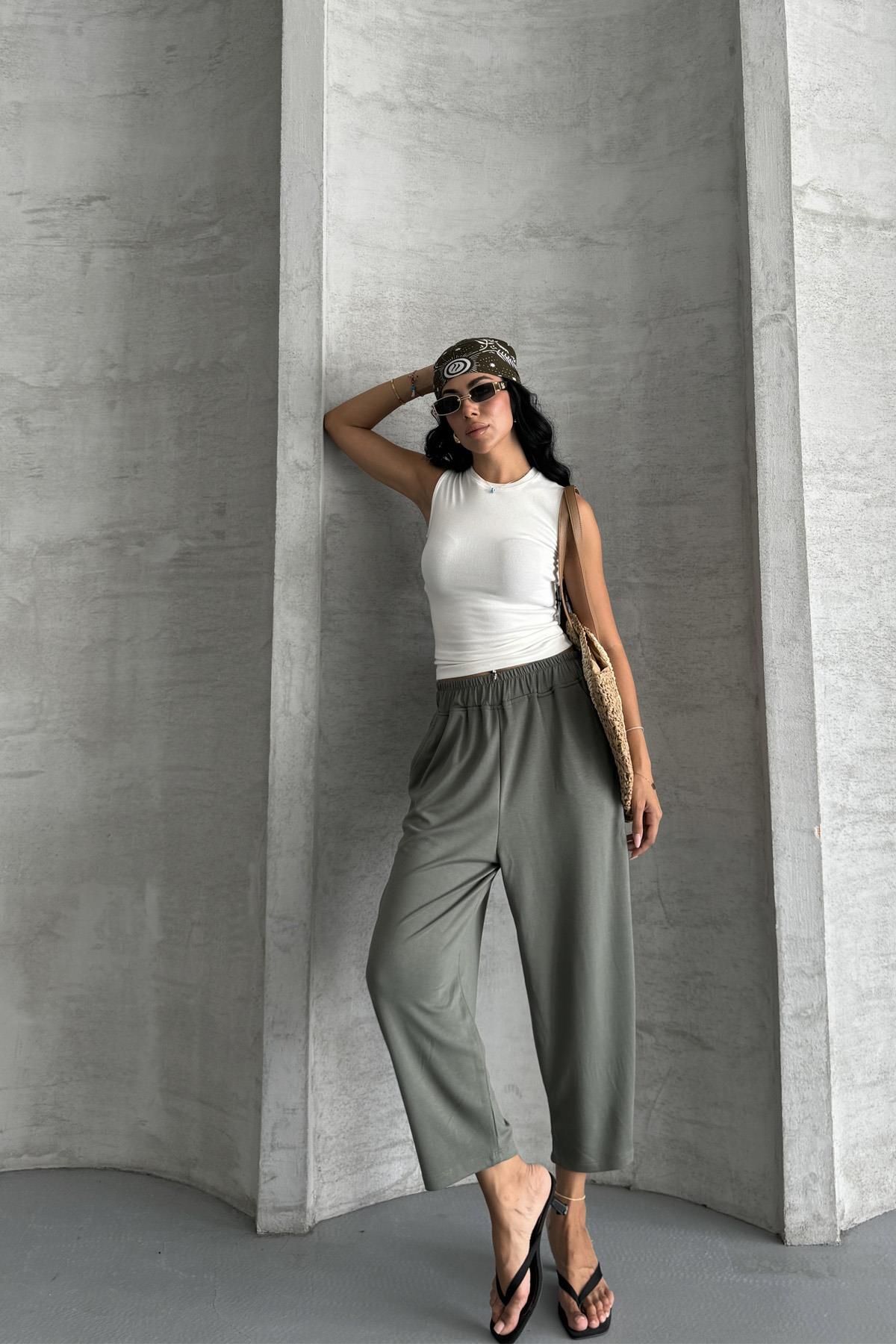 İstangül Butik Everyday Comfort Modal Kumaş Yüksek Bel Rahat Pantolon