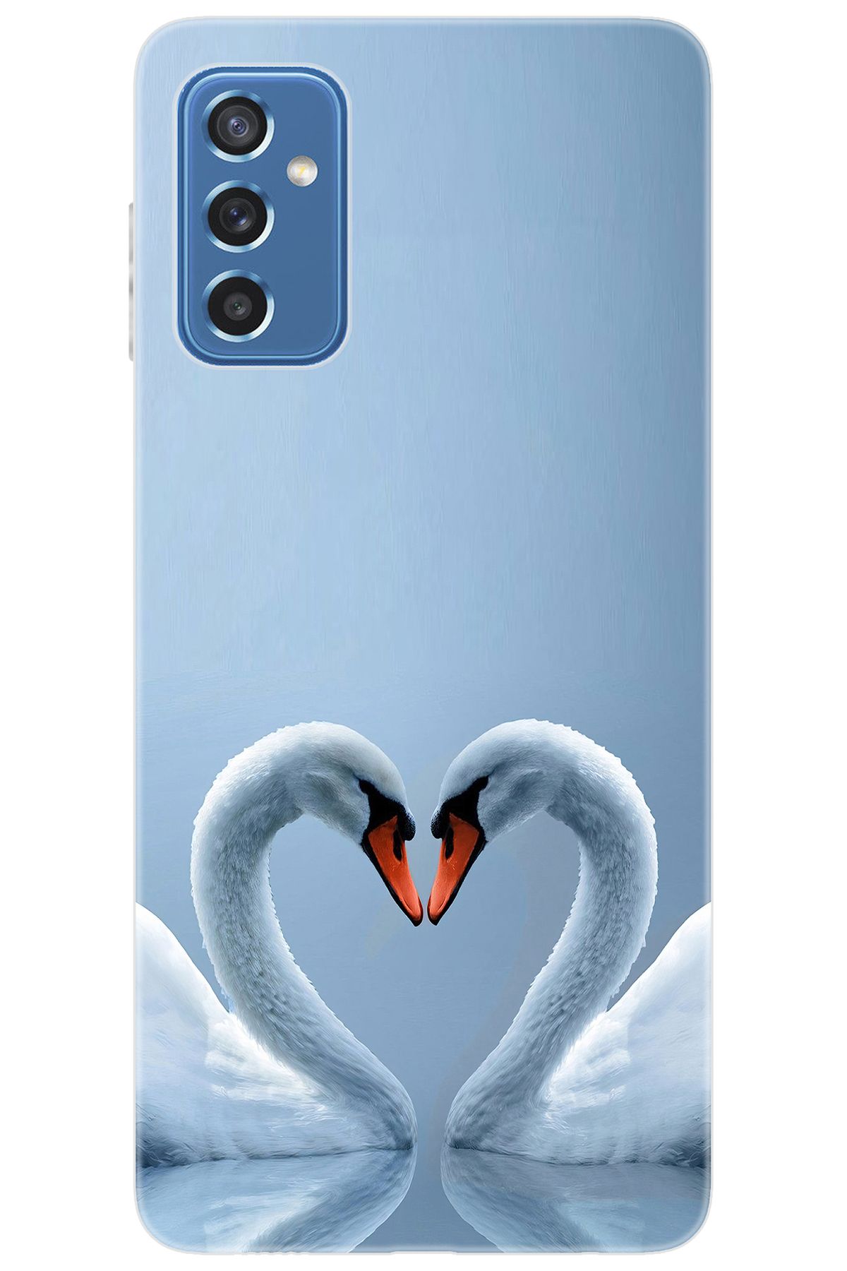 Ceppare Samsung Galaxy M52 (SM-M526B) Uyumlu Kılıf Desen Baskılı Silikon Kuğ ve Kalp STK:305 CP-UEGNMqR