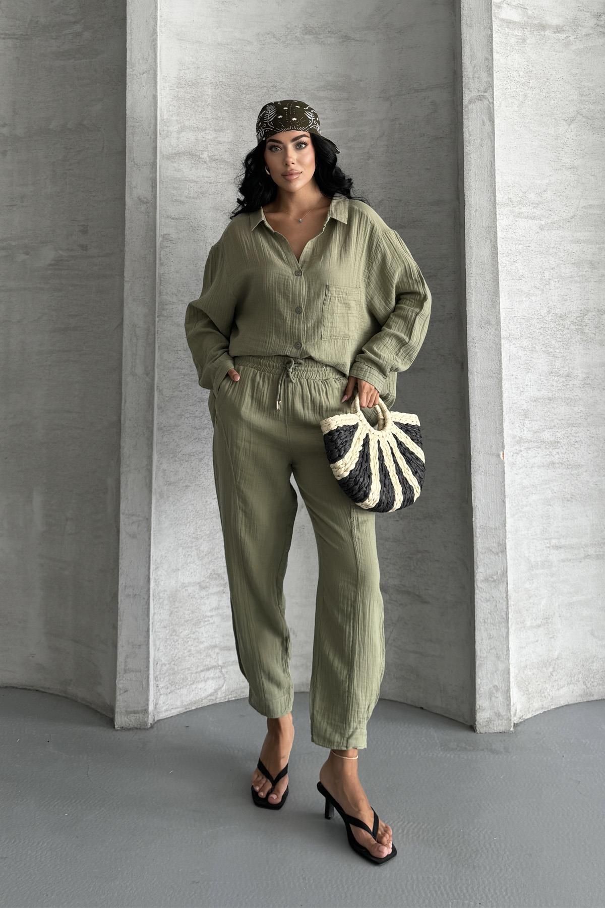 İstangül Butik Coastal Muse Müslin Kumaş Oversize İkili Takım