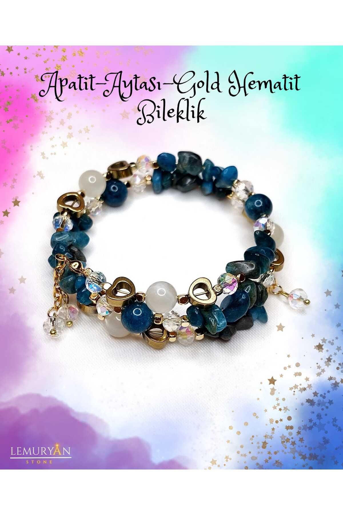 Herkimer Doğal Taş Apatit - Aytaşı - Hematit Helozon Doğaltaş Tasarım Bileklik