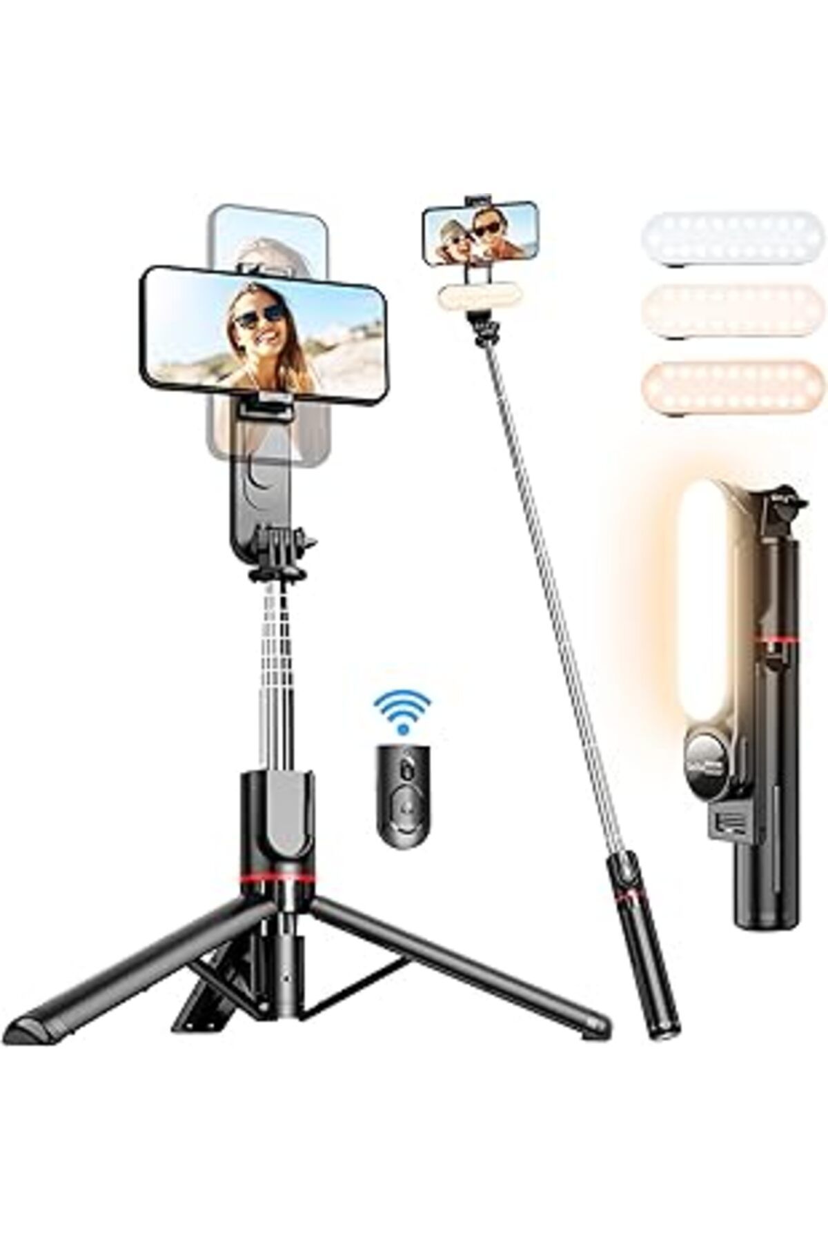 NETWORK ART Çıkarılabilir Dolgu Işıklı Sabit Selfie Çubuğu Tripod, Iphone, Samsung, Huawei, Sony Ve Diğer Akıll