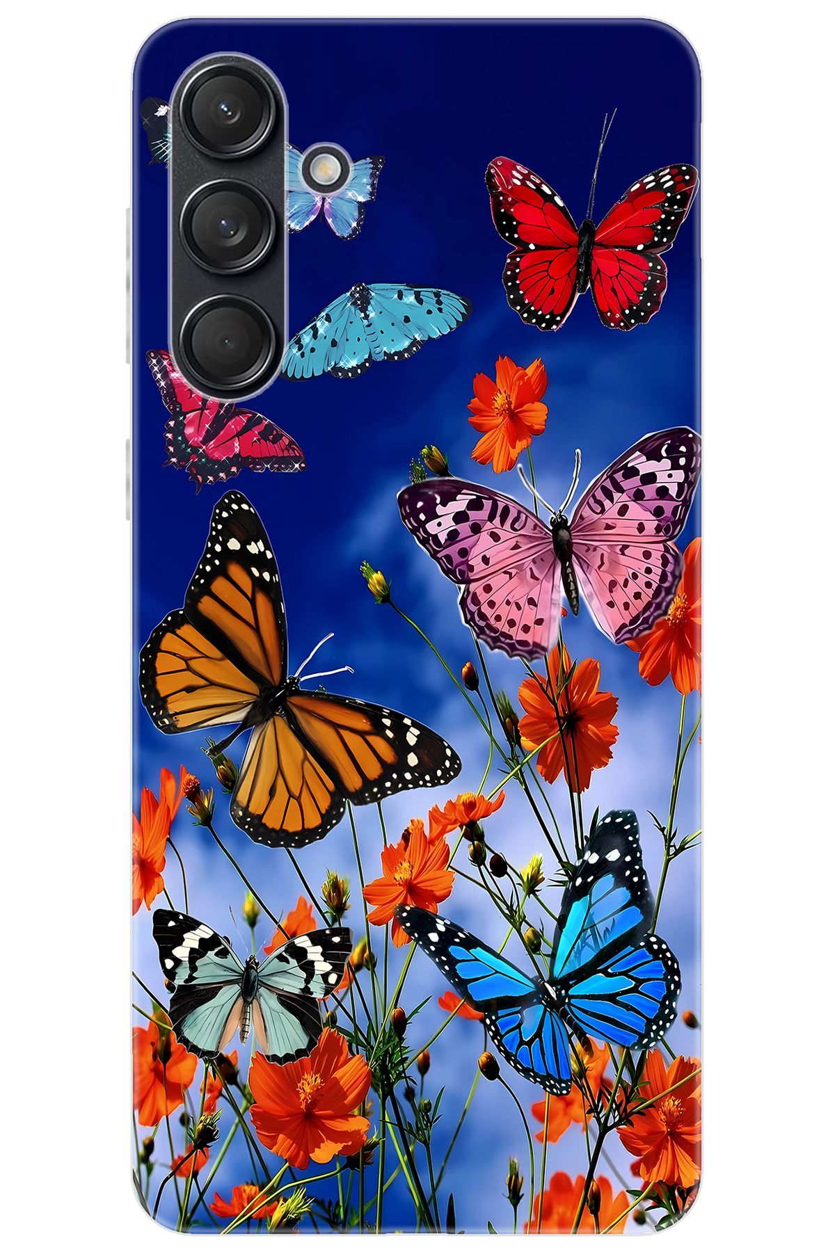 Ceppare Samsung Galaxy M55 (SM-M556B) Uyumlu Kılıf Desen Baskı Silikon Renkli Kelebekler STK:741 CP-f5ag8Da