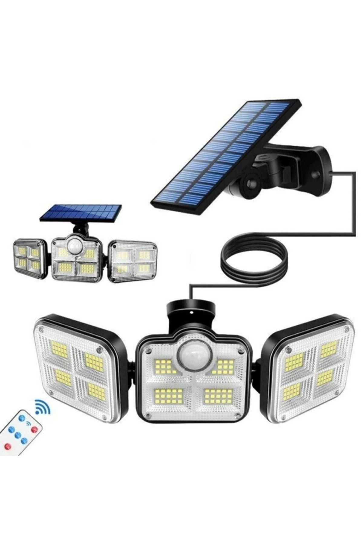 shopwave Kumandalı Solar Güneş Enerjili 122 Ledli Hareket Sensörlü Bahçe Aydınlatma Sokak Lambası