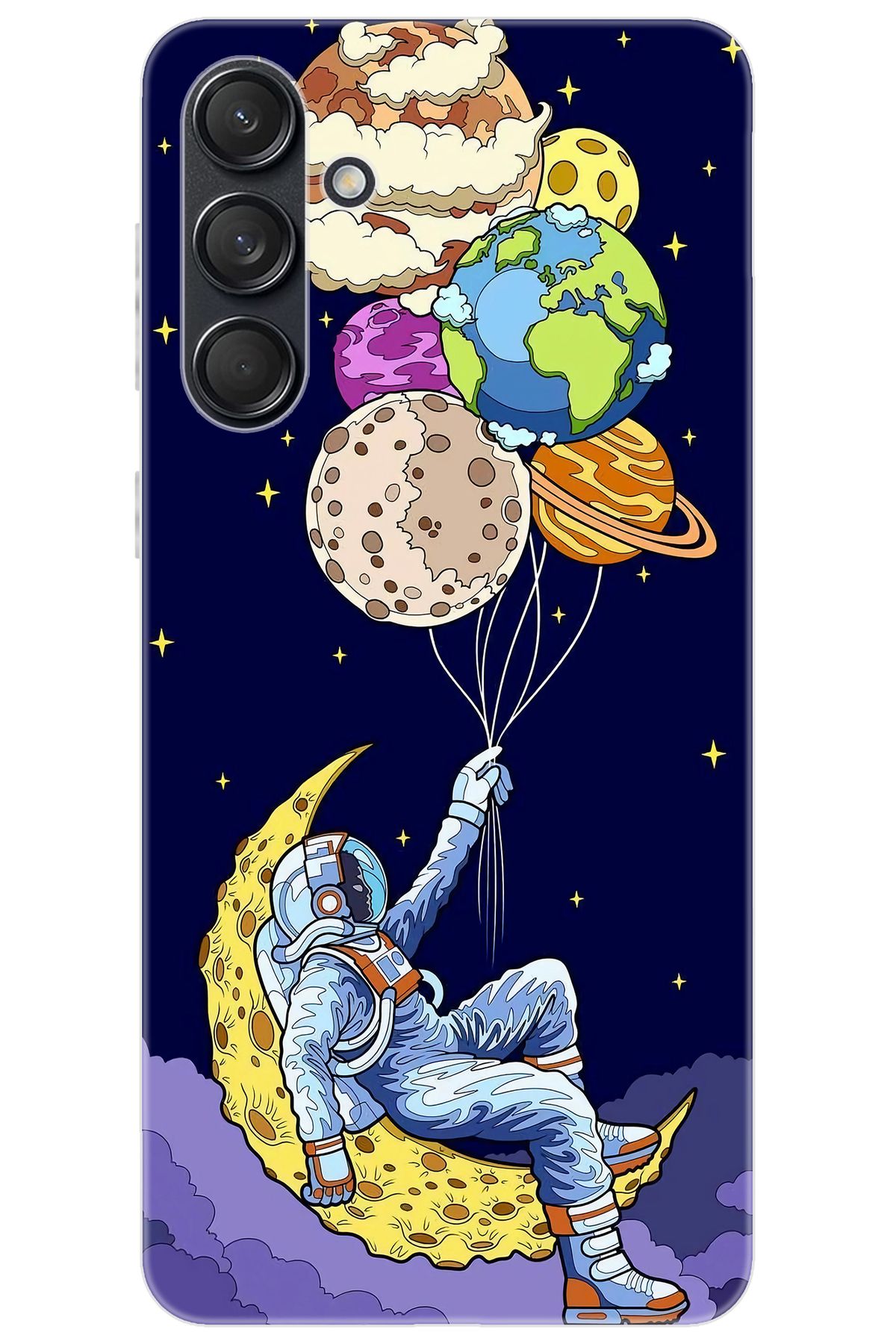 Ceppare Samsung Galaxy M55 (SM-M556B) Uyumlu Kılıf Desen Baskılı Silikon Astronot STK:729 CP-jTV4ZEb