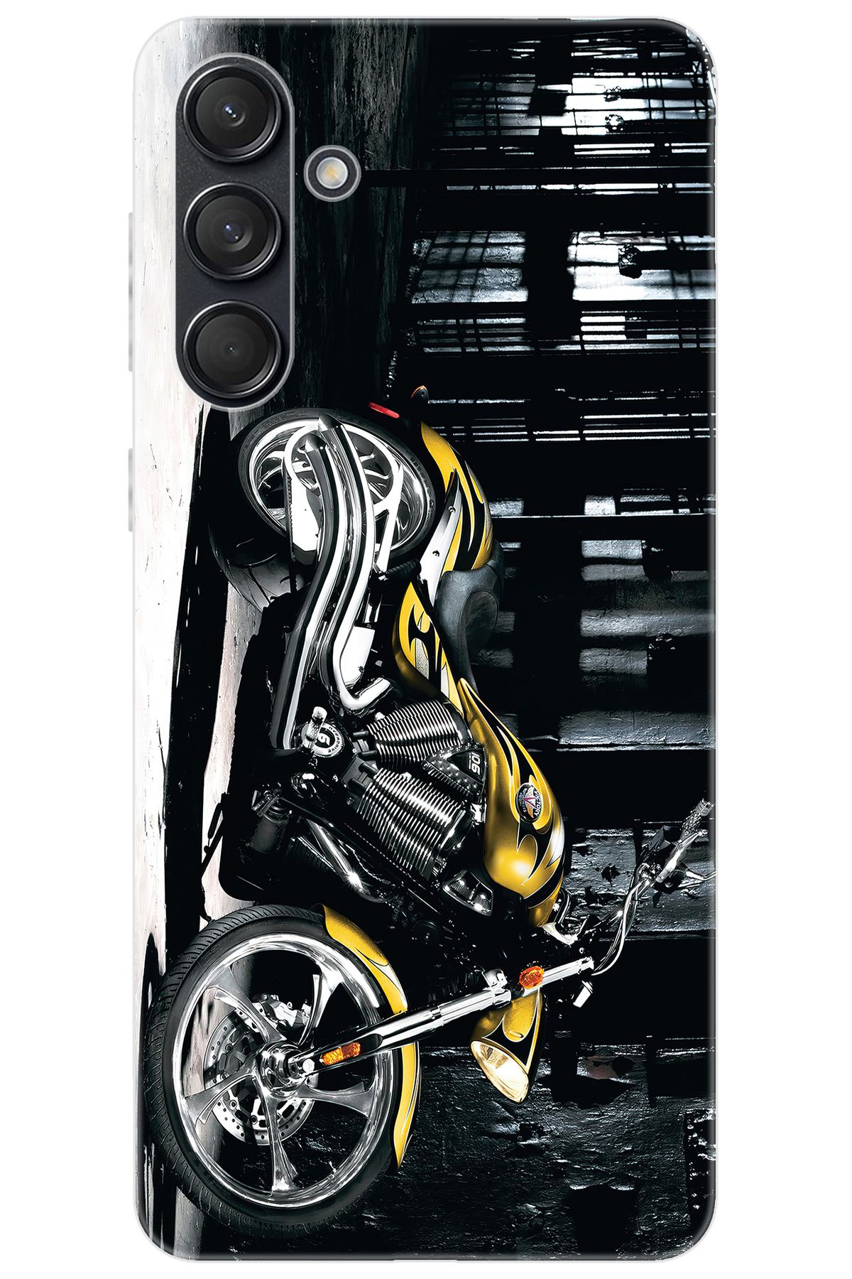 Ceppare Samsung Galaxy M55 (SM-M556B) Uyumlu Kılıf Desen Baskılı Silikon Motorcycle STK:297 CP-TWkKydG