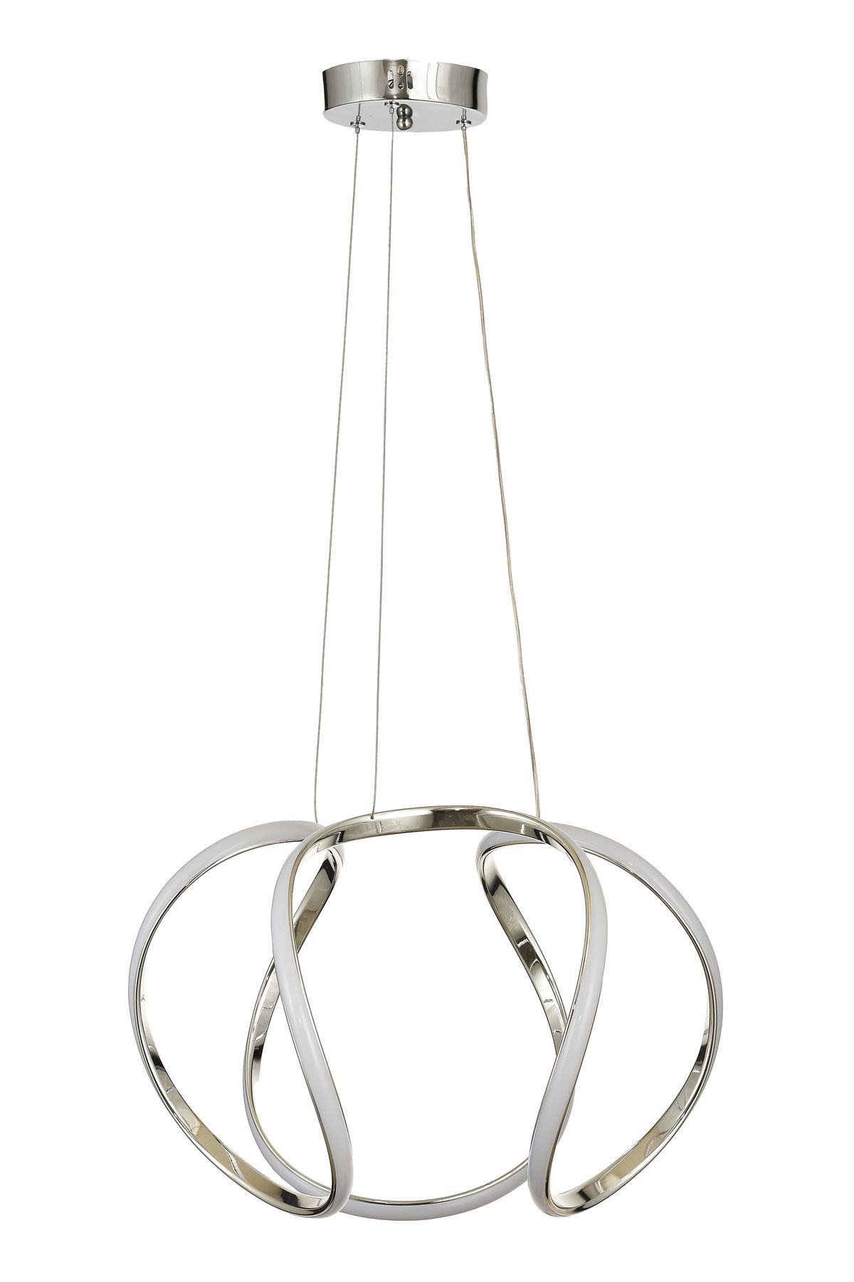 Avizemoda Vira 50 cm Dimmer Kumandalı 3 Renk Ledli (Sarı-Beyaz-Gün Işığı) Modern Sarkıt Avize - Krom