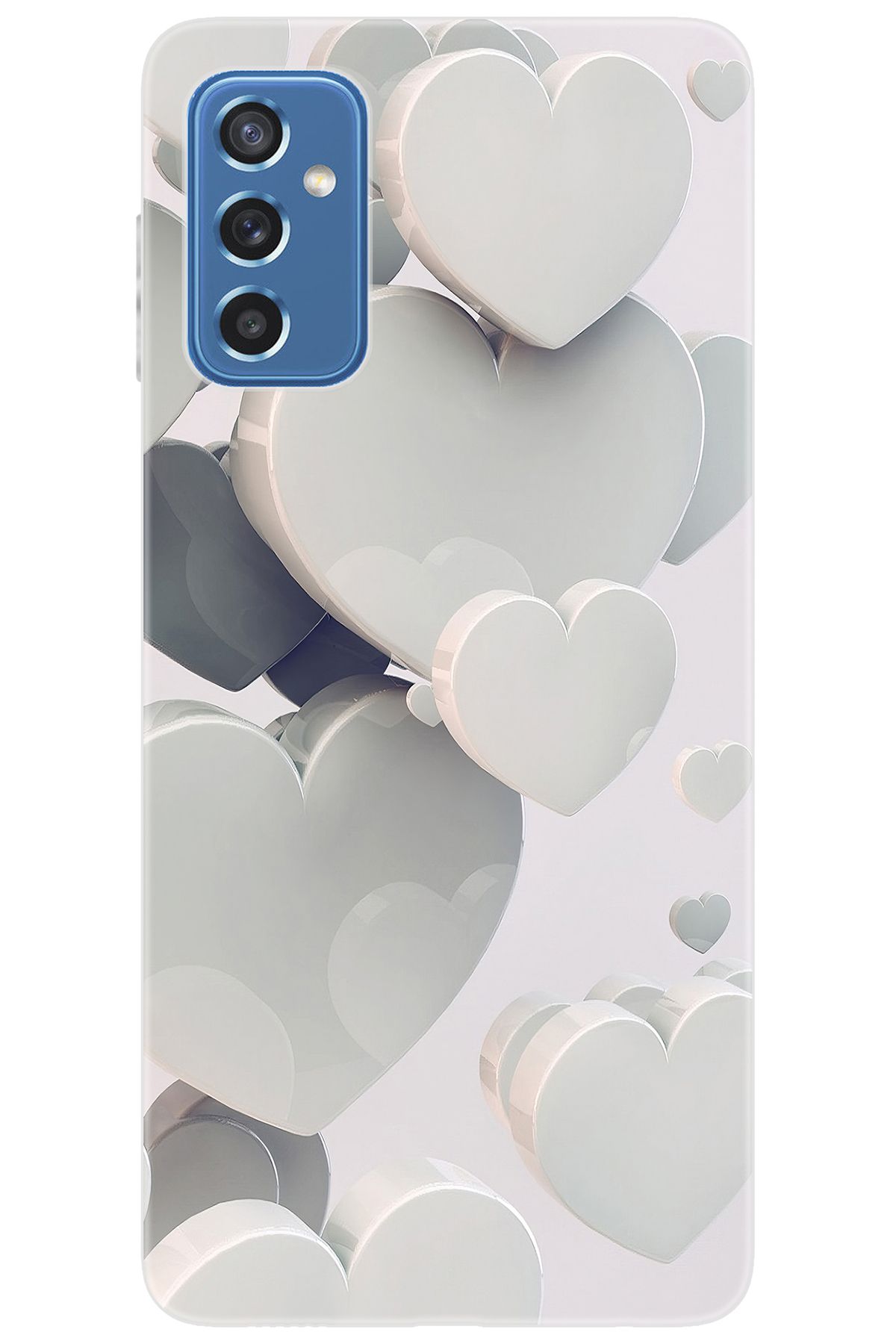 Ceppare Samsung Galaxy M52 (SM-M526B) Uyumlu Kılıf Desen Baskılı Silikon Beyaz Kalpler STK:259 CP-EjH7Hqe