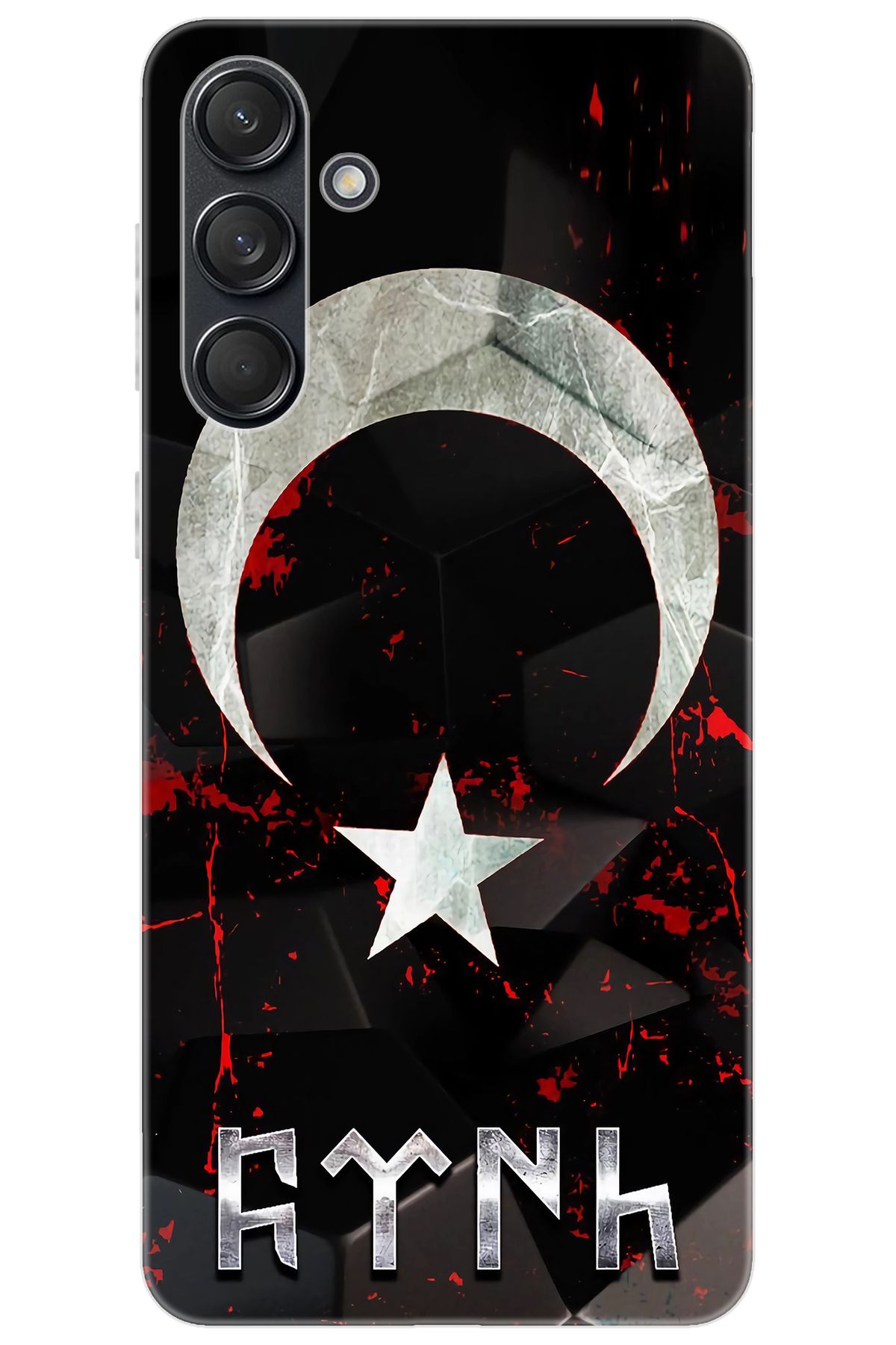 Ceppare Samsung Galaxy M55 (SM-M556B) Uyumlu Kılıf Silikon Ay Yıldız ve Göktürkçe Türk STK:636 CP-NIBTI7U