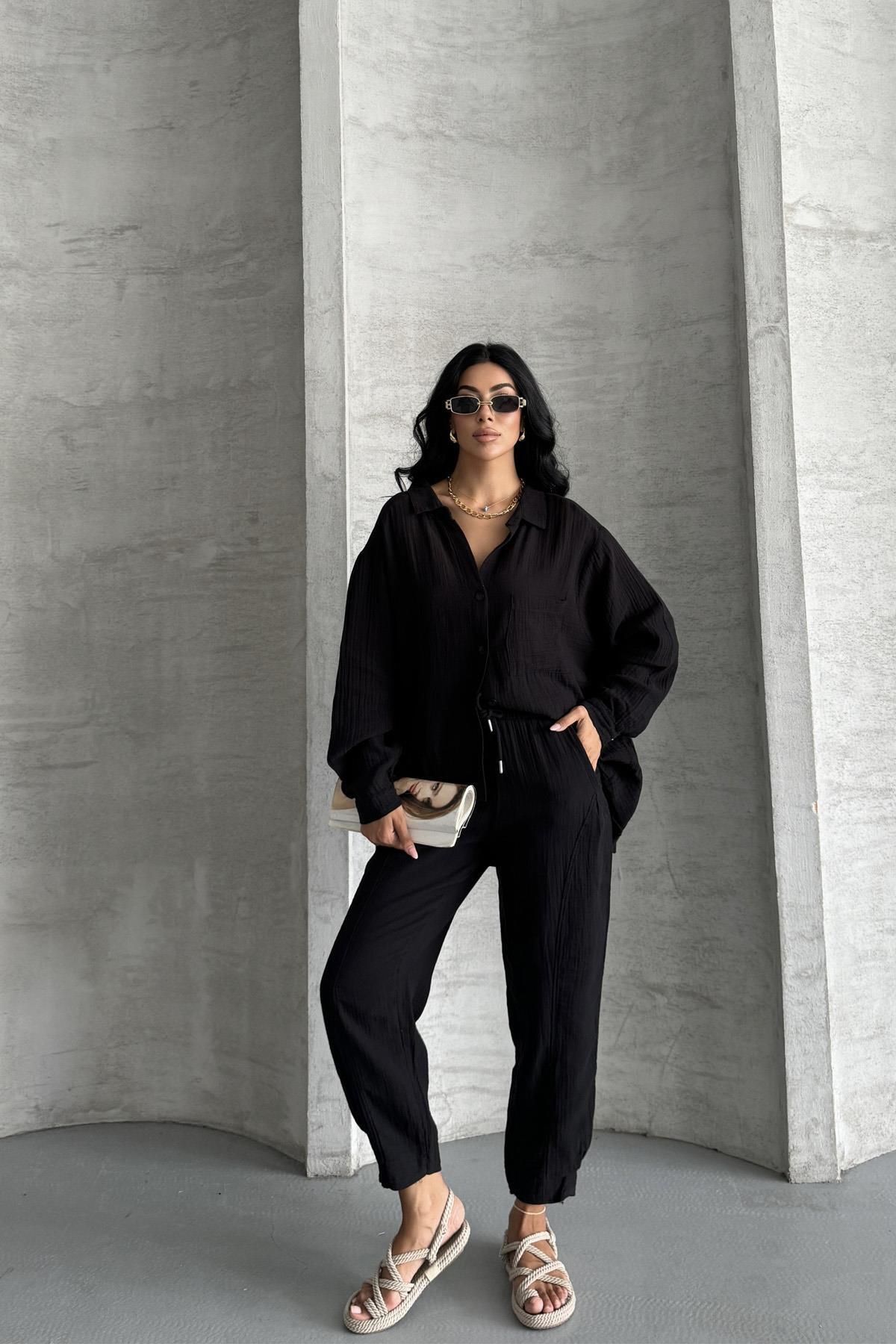 İstangül Butik Coastal Muse Müslin Kumaş Oversize İkili Takım