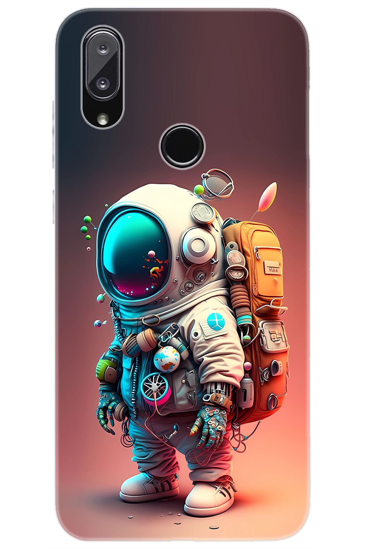 Vestel Venüs E5 Uyumlu Kılıf Desen Baskılı Silikon Astronot STK:682 CP-RBCpbhd
