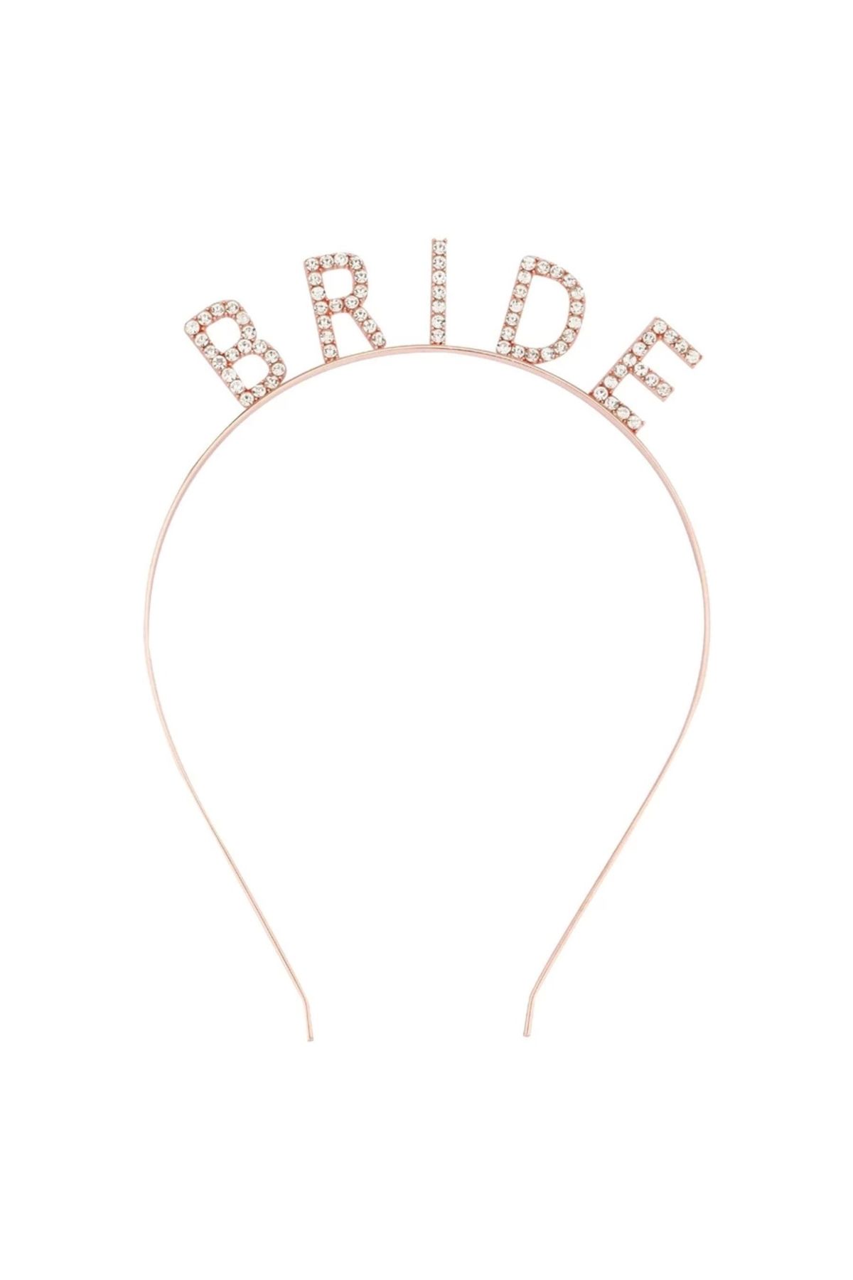 shopwave Rose Gold Renk Bekarlığa Veda Kristal Taş Bride Tacı İthal 16x10 cm