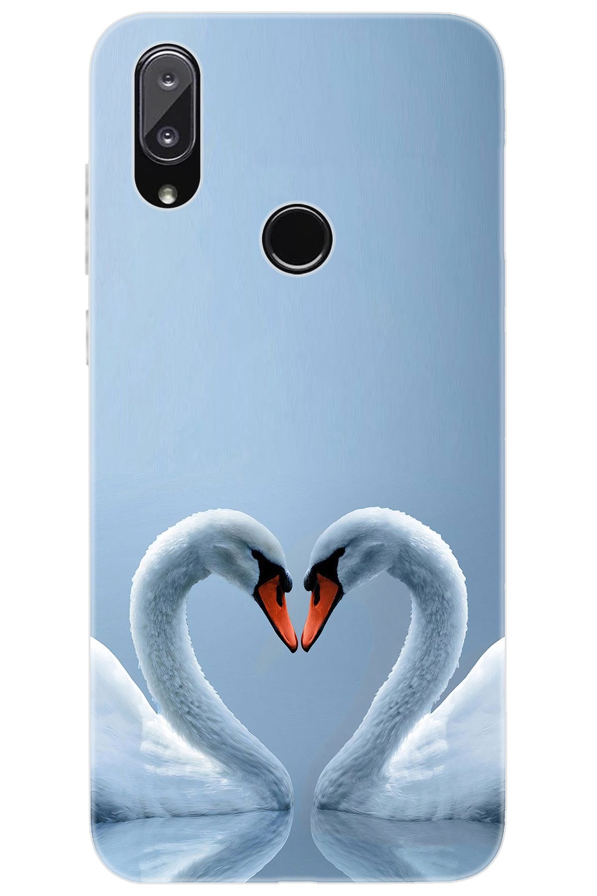 Vestel Venüs E5 Uyumlu Kılıf Desen Baskılı Silikon Kuğ ve Kalp STK:305 CP-5C1BHJ9