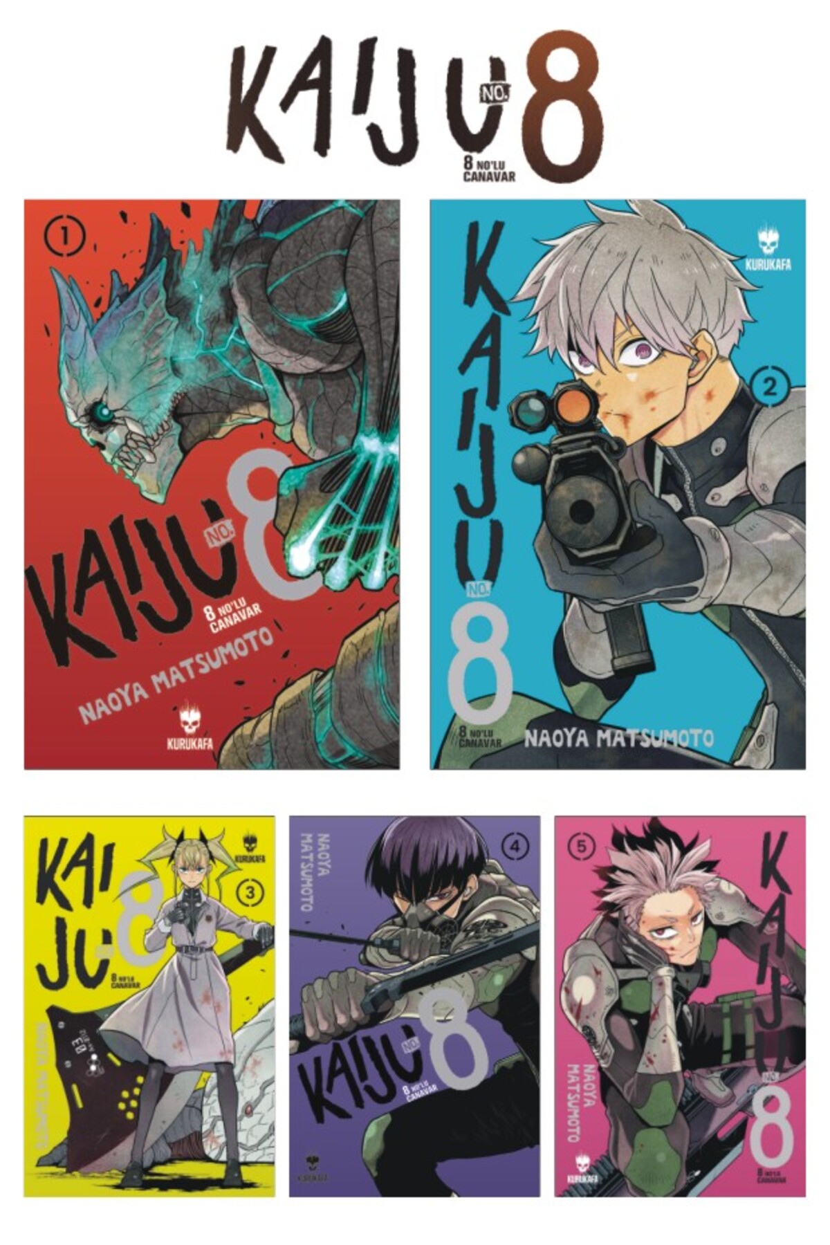 Kurukafa Yayınları Kaiju No: 8 - 8 No'lu Canavar 1-2-3-4-5 Manga