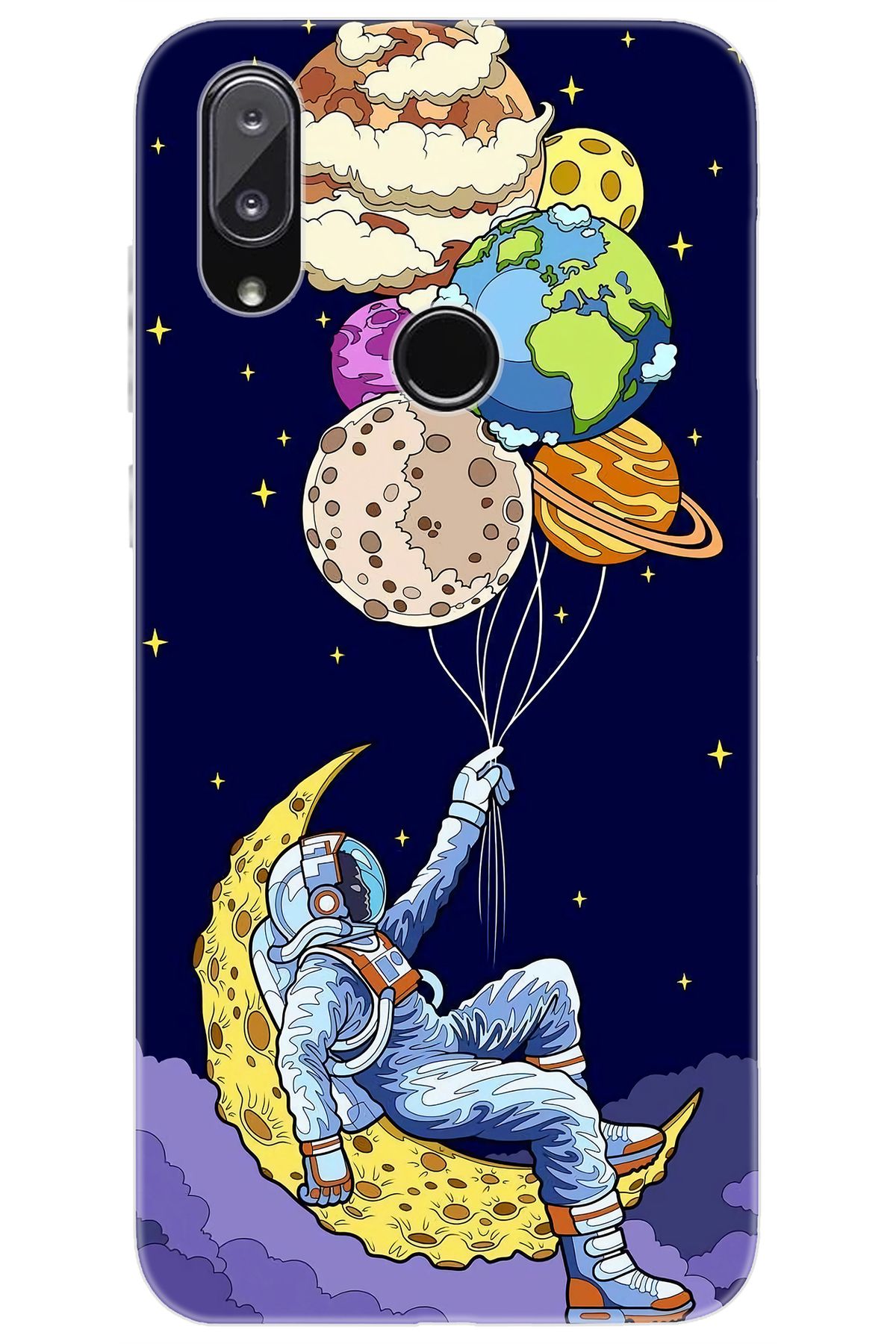 Vestel Venüs E5 Uyumlu Kılıf Desen Baskılı Silikon Astronot STK:729 CP-kfxfoMz