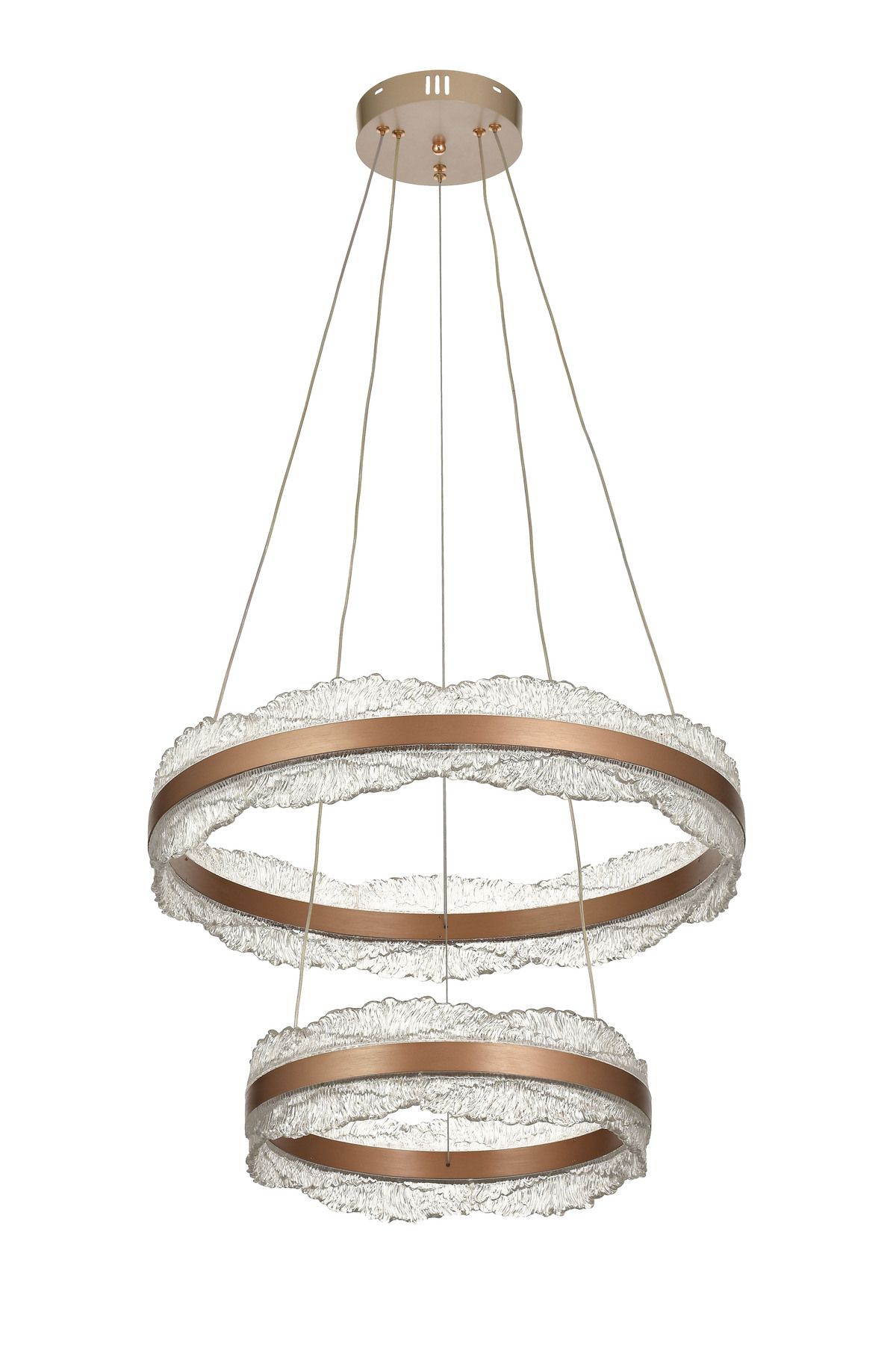 Avizemoda Toledo 2 Katlı Dim Kumandalı 3 Renk Ledli (Sarı-Beyaz-Gün Işığı) Modern Akrilik Avize -Light Brown
