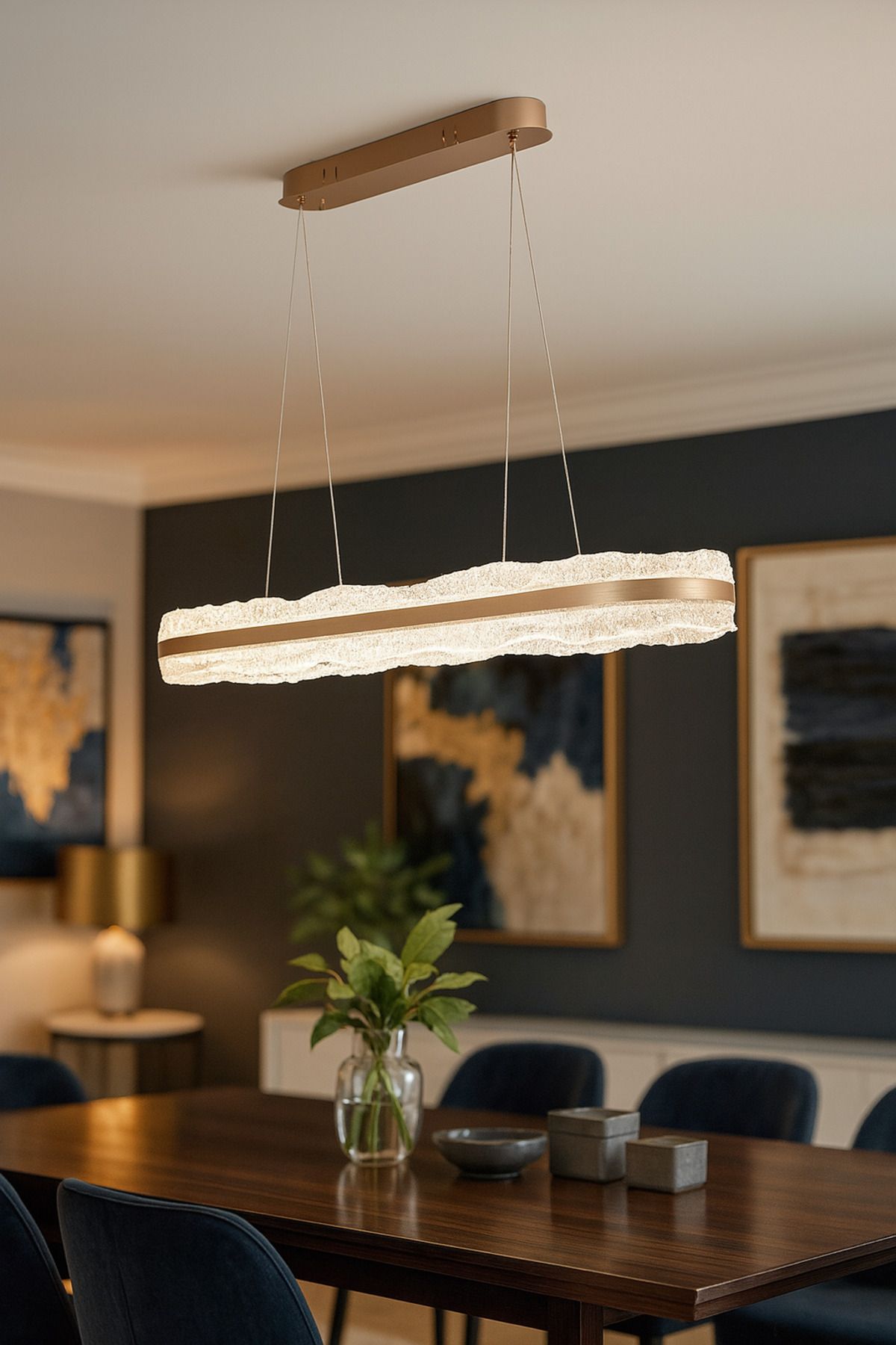 Avizemoda Toledo 100x30 Dim Kumandalı 3 Renk Ledli (Sarı-Beyaz-Gün Işığı) Modern Akrilik Avize -Light Brown