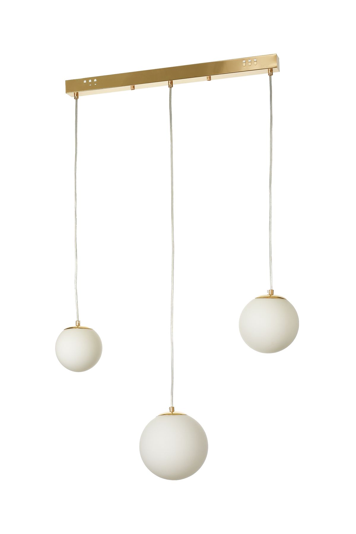 Avizemoda Pigaro 3 lü Yemek Masası Üstü Beyaz Renk Camlı Modern Sarkıt Avize - (Gold Kaplama)