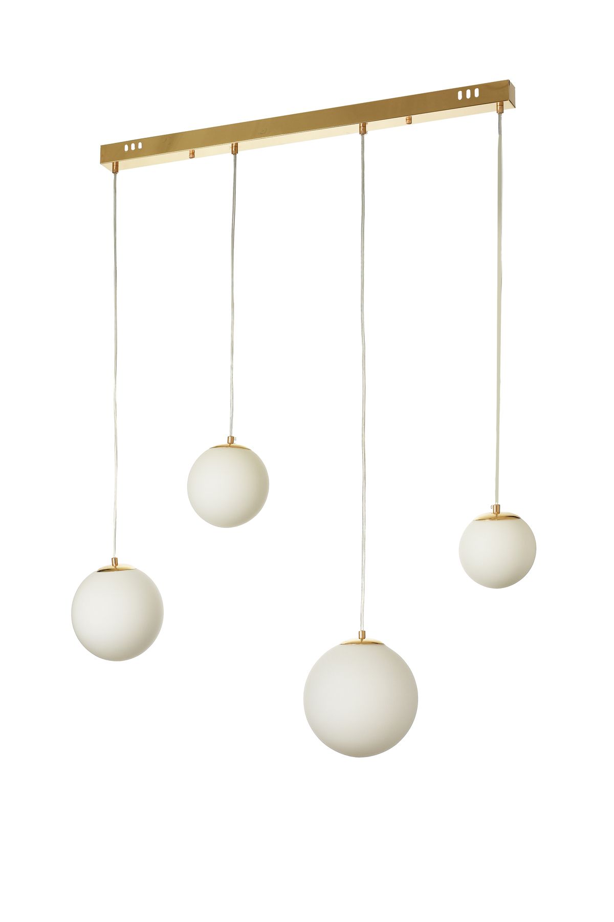Avizemoda Pigaro 4 lü Yemek Masası Üstü Beyaz Renk Camlı Modern Sarkıt Avize - (Gold Kaplama)