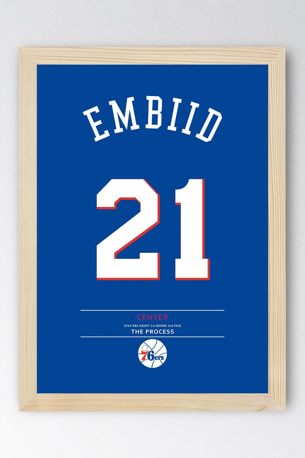 Saturn Joel Embiid Forma Çerçeveli Tablo - NBA Philadelphia 76ers Jersey