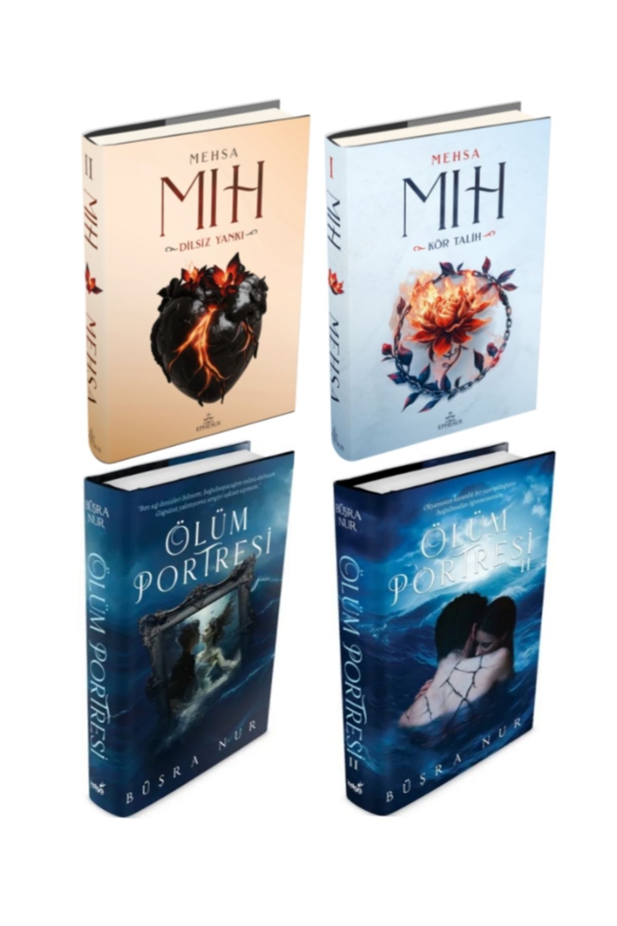 İndigo Kitap Ölüm Portresi 1 ve 2, Mıh 1, Mıh 2 Dilsiz Yankı Büşra Nur ve Mehsa 4 Kitap Ciltli Set