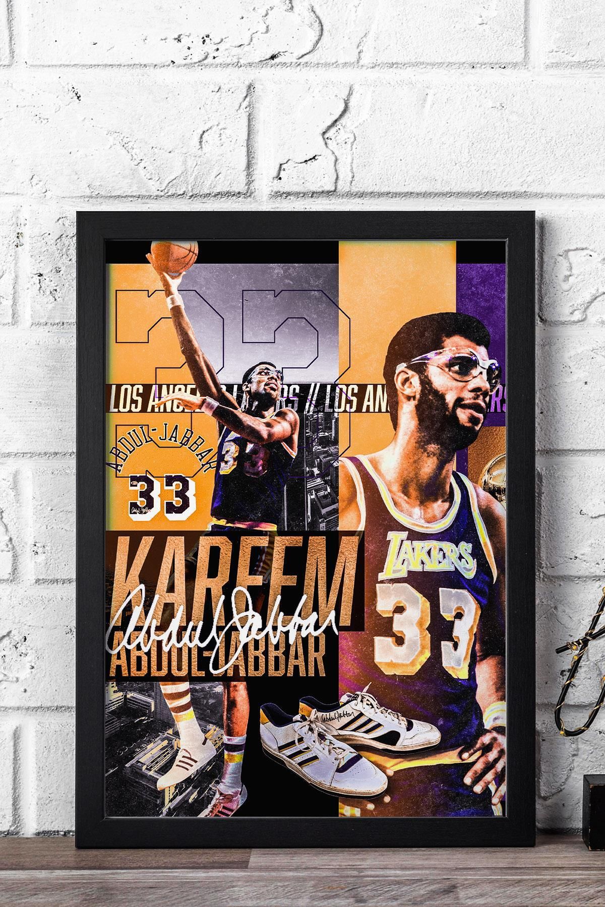 Saturn Kareem Abdul Jabbar Çerçeveli Tablo - Los Angeles Lakers NBA Posteri Tablo