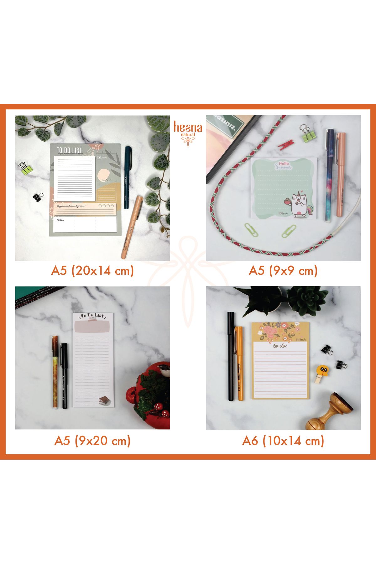 Hesna Natural 4lü SET Bloknot