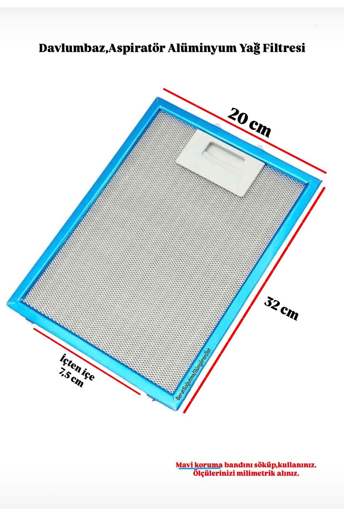 beratsogutma 20X32 CM DAVLUMBAZ ALÜMİNYUM YAĞ FİLTRESİ ARKA TIRNAK ÖLÇÜSÜ 7,5 CM