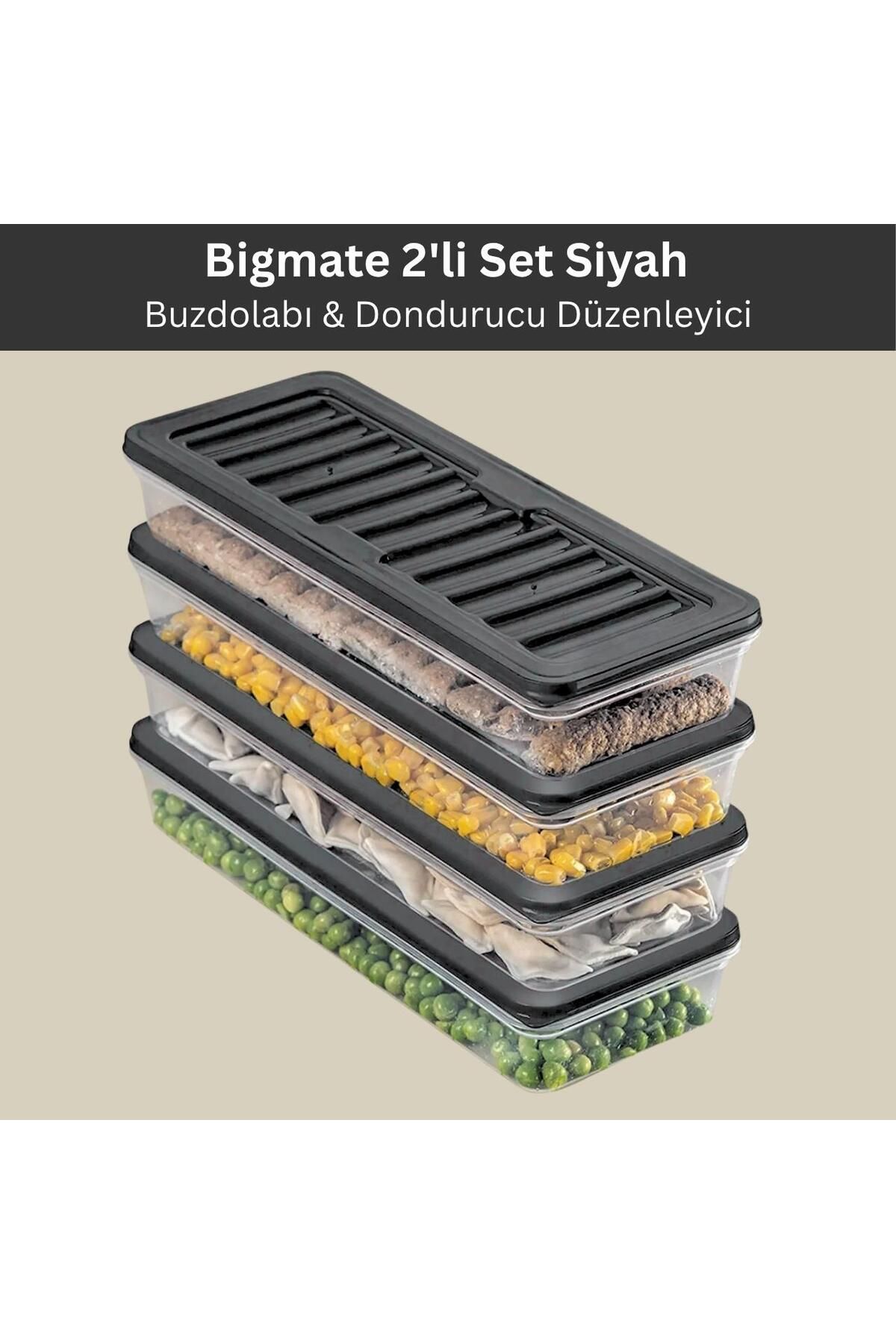 bigmate 2'li Şeffaf Saklama Kabı 2x1 Lt BGMT1115 Mikrodalga Buzdolabı ve Dondurucu Uyumlu Düzenleyic