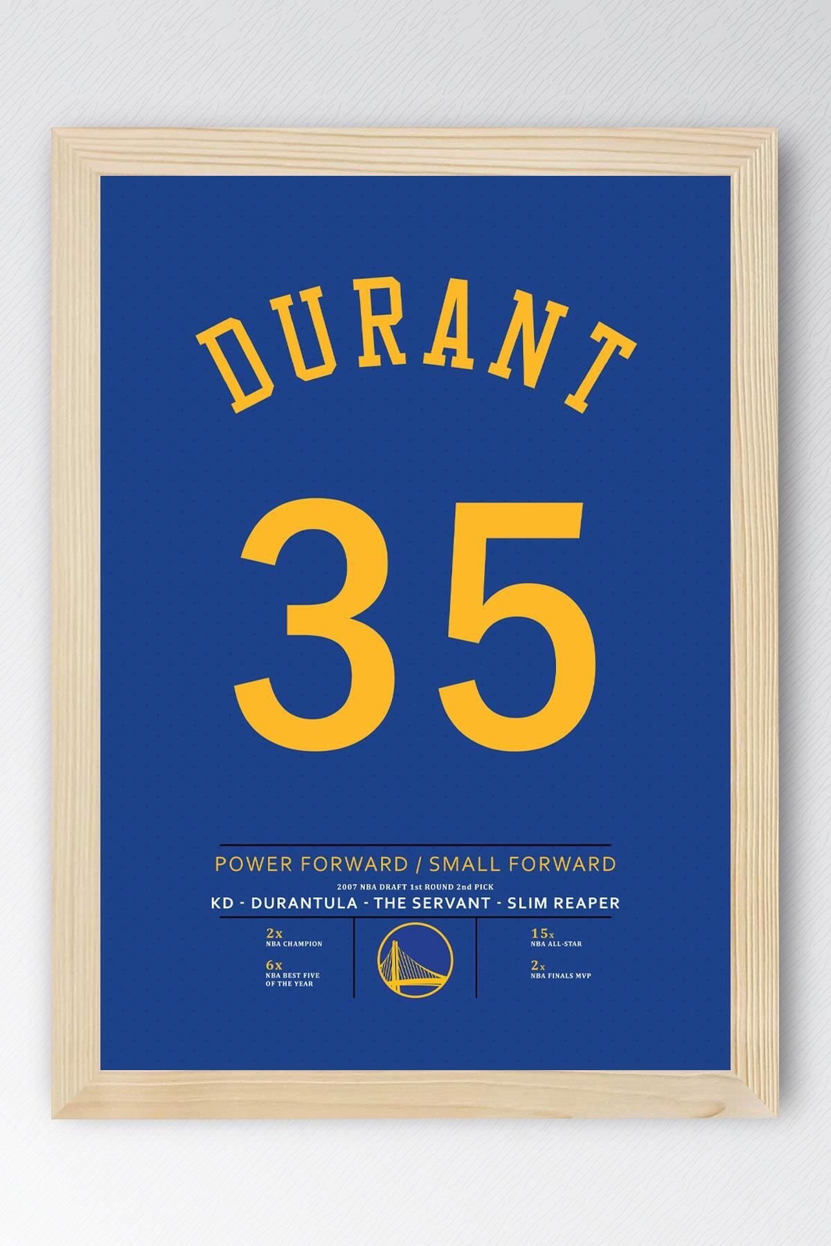 Saturn Kevin Durant Forma Çerçeveli Tablo - NBA Golden State Warriors Jersey