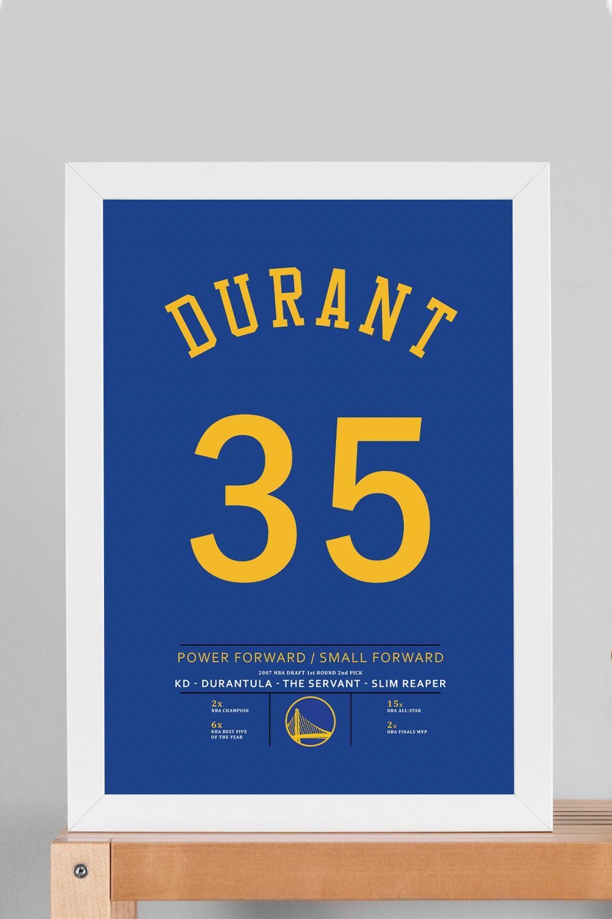 Saturn Kevin Durant Forma Çerçeveli Tablo - NBA Golden State Warriors Jersey