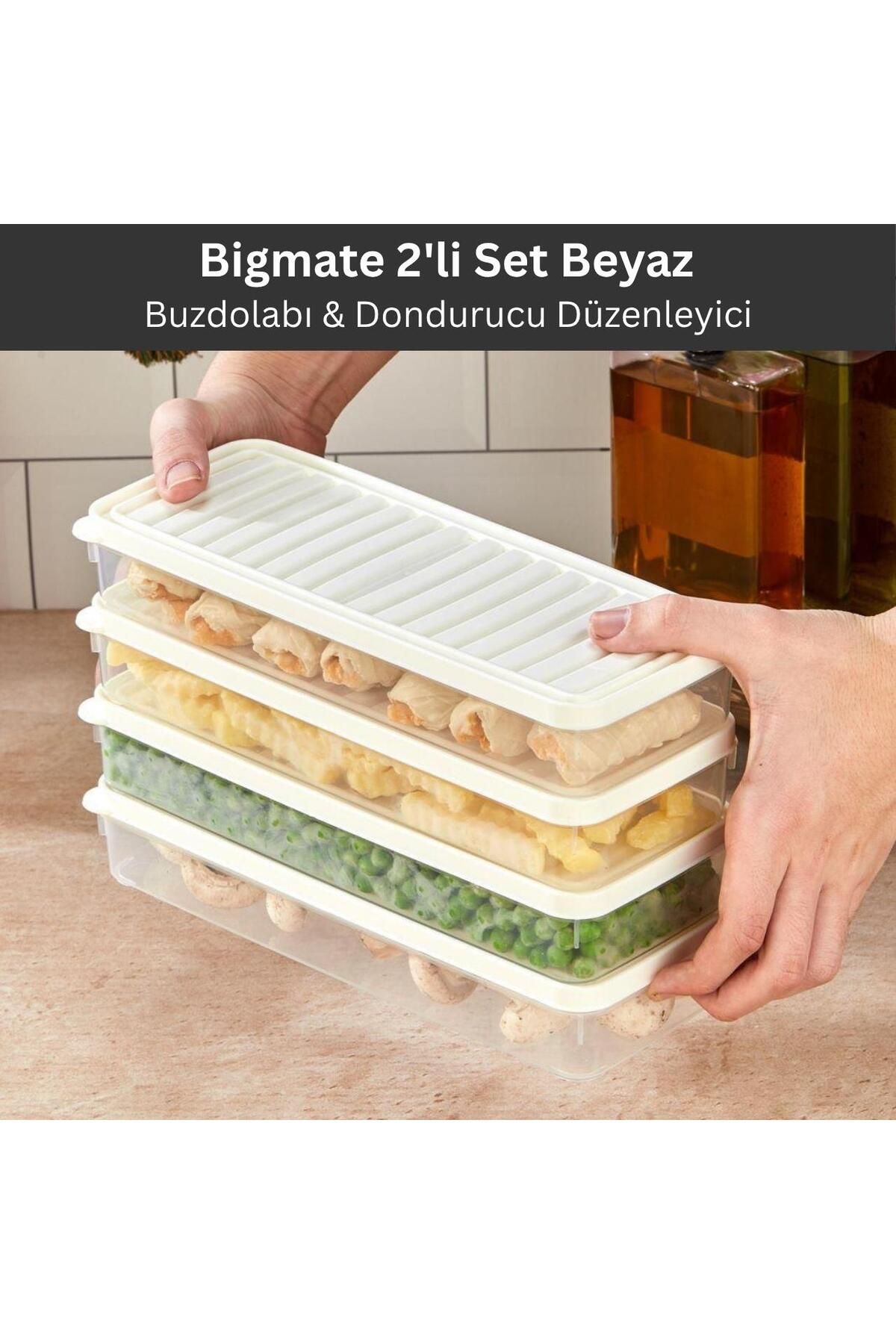 bigmate 2'li Şeffaf Saklama Kabı 2x1 Lt BGMT1115 Mikrodalga Buzdolabı ve Dondurucu Uyumlu Düzenleyic