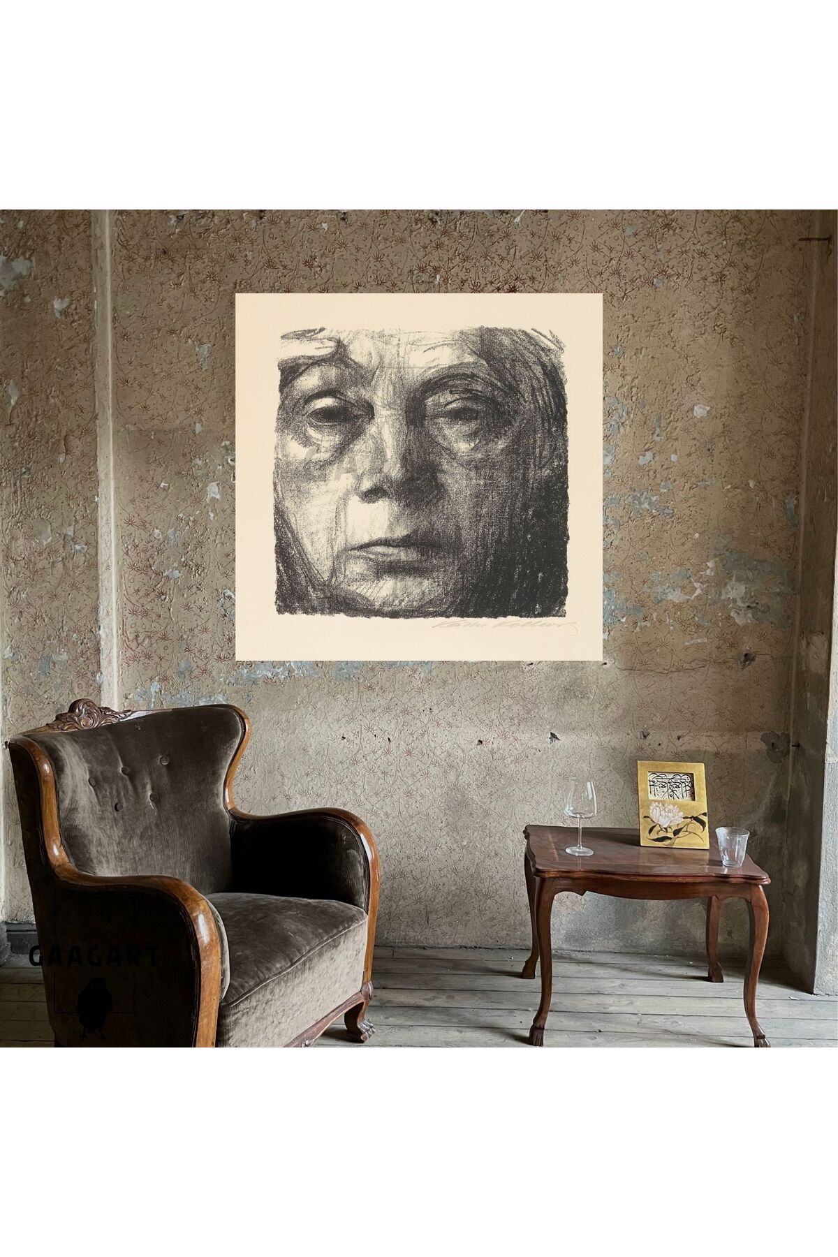 GAAGART Kare Kanvas Tablo Ünlü Eserler Käthe Kollwitz Selbstbildnis