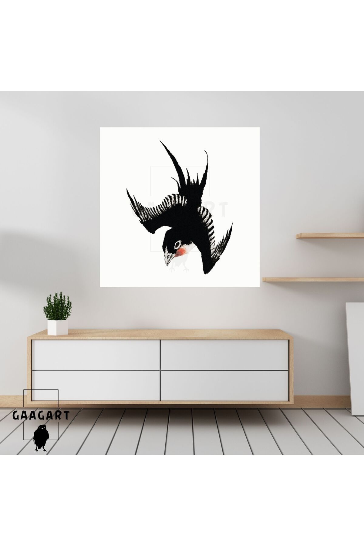 GAAGART Kare Kanvas Tablo Ünlü Eserler Katsushika Hokusai Birds Flaying