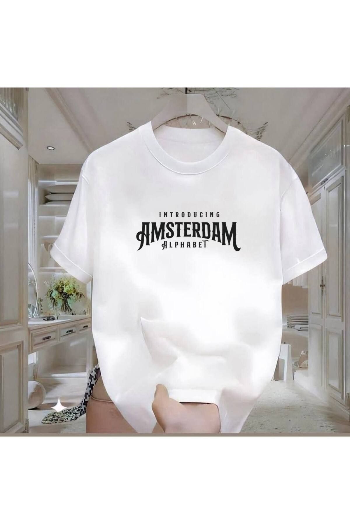 Rovell Amsterdam Baskılı Beyaz Regular Erkek Tshirt