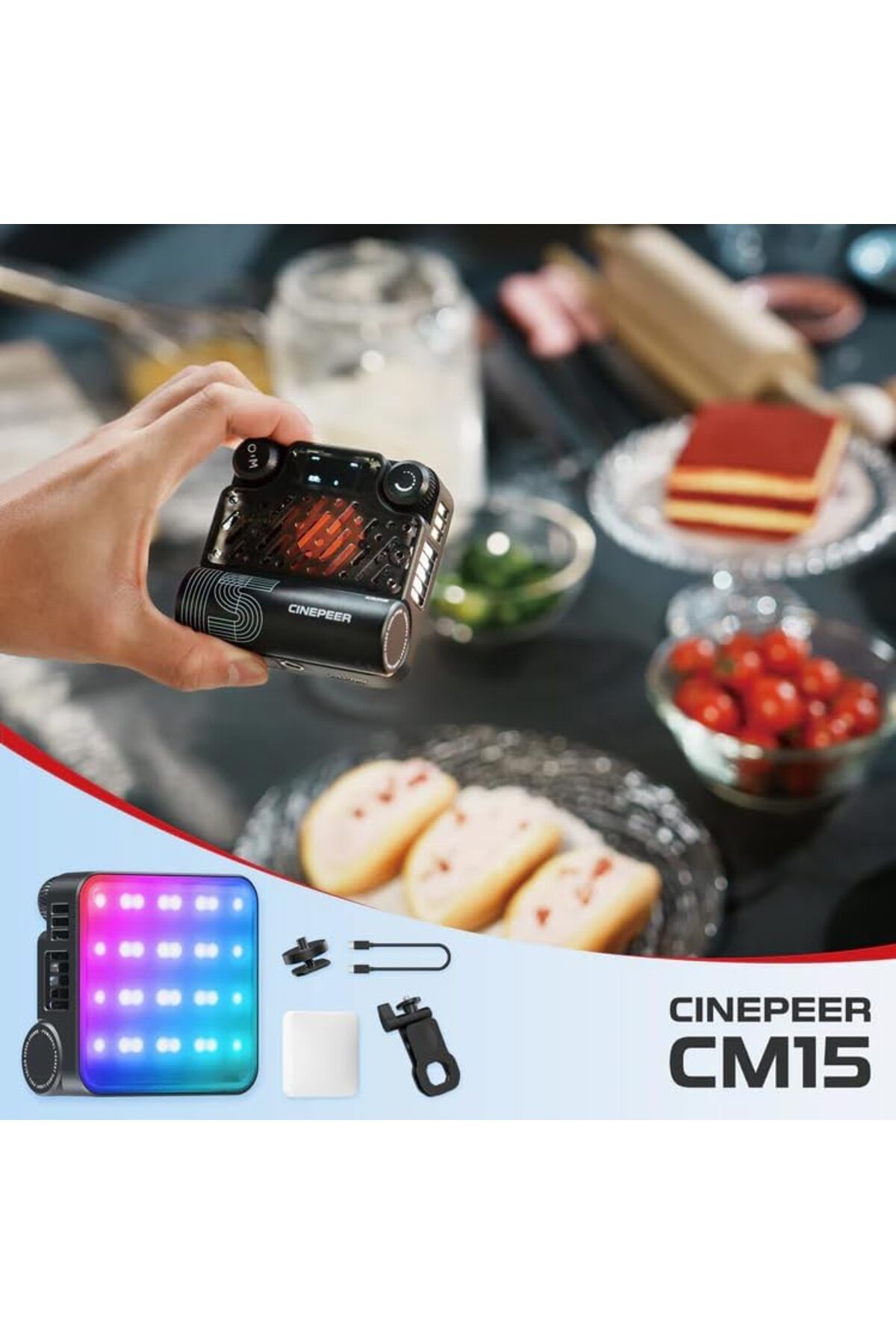 ZHIYUN-ZHIYUN CINEPEER CM15 LED Light - Compact, RGB 15W 4