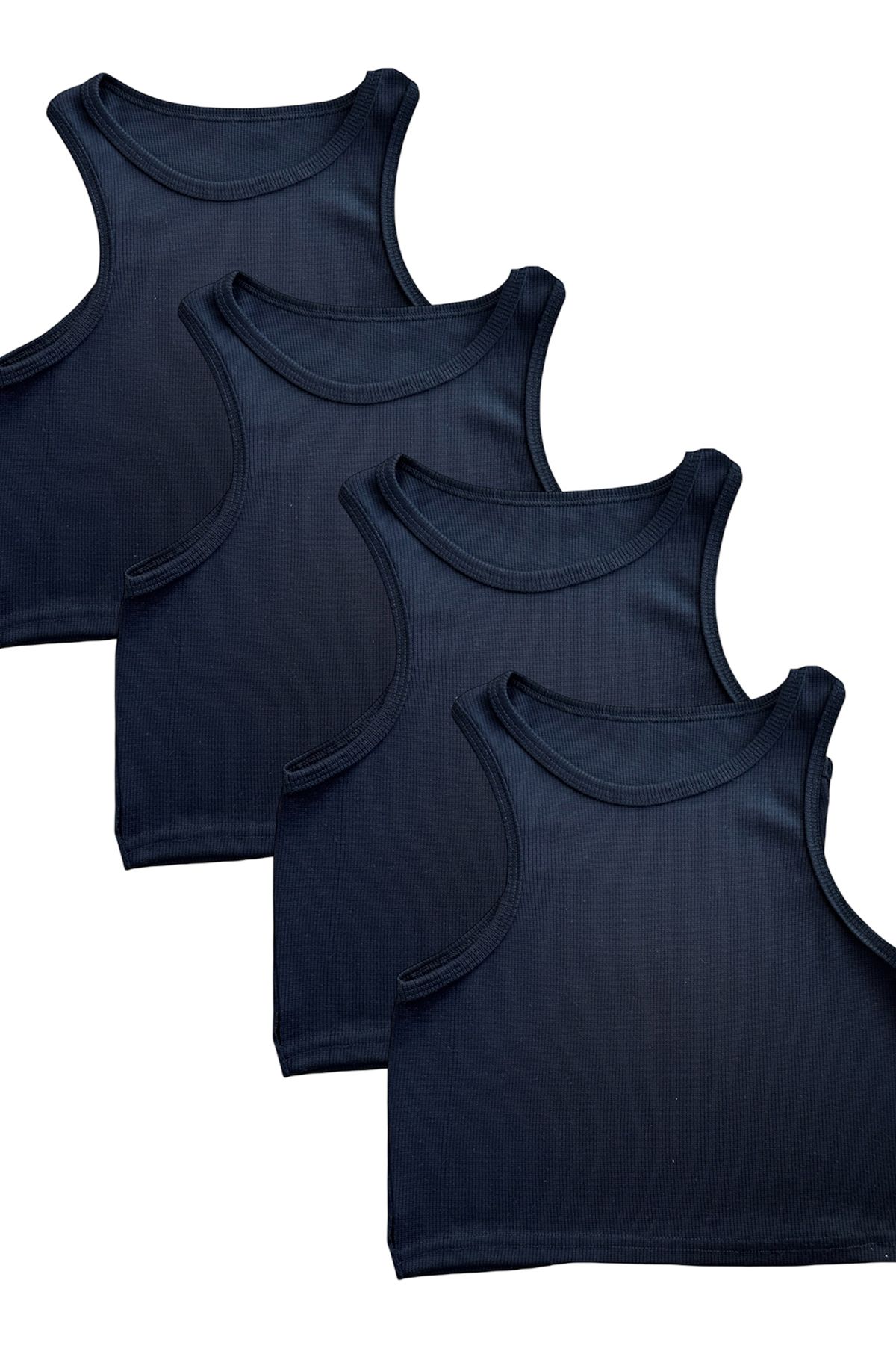 BLİSS WEAR FASHION Kadın 4Lü Kalın Askılı Fitilli Halter Yaka Crop