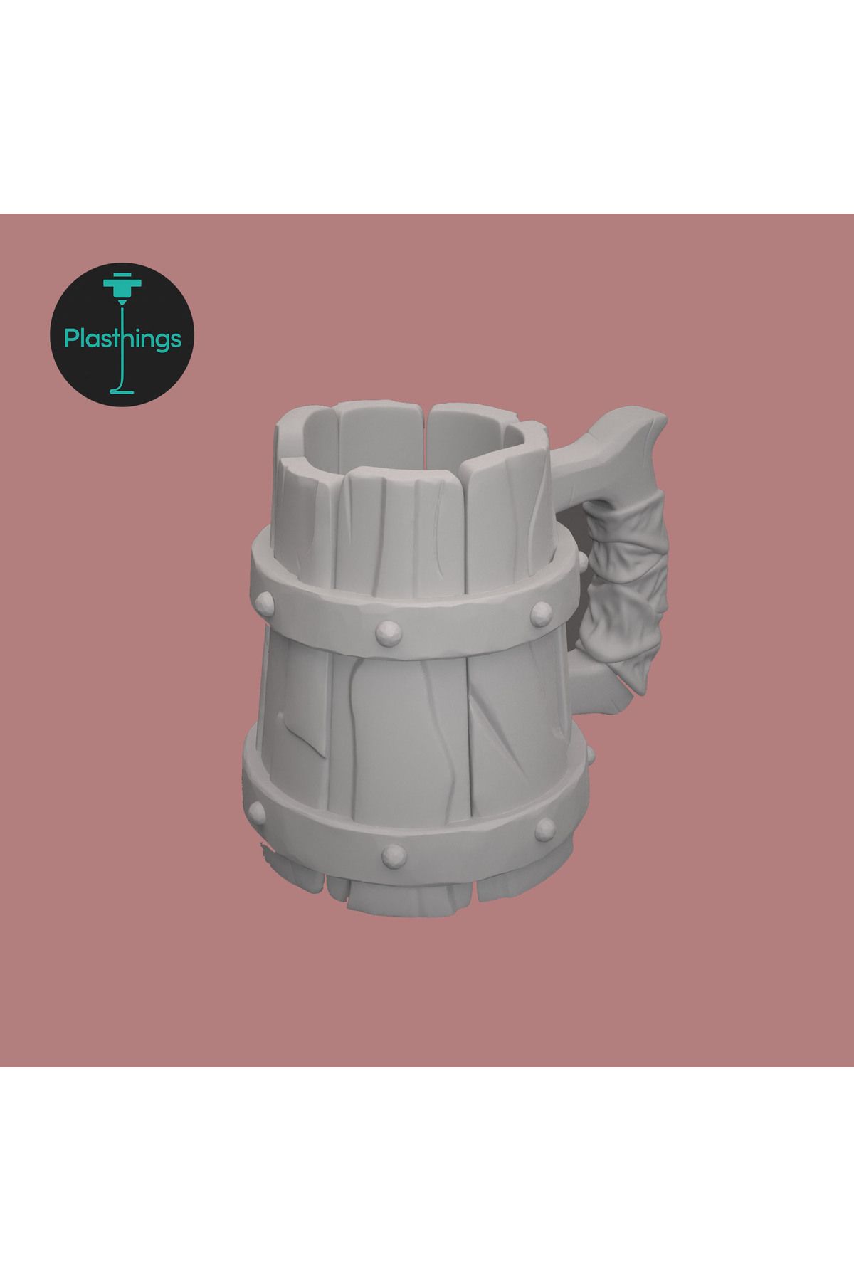 Plasthings Art Orta Çağ Temalı 3D Baskı Varil Kupa – Fantastik Dekor Objesi