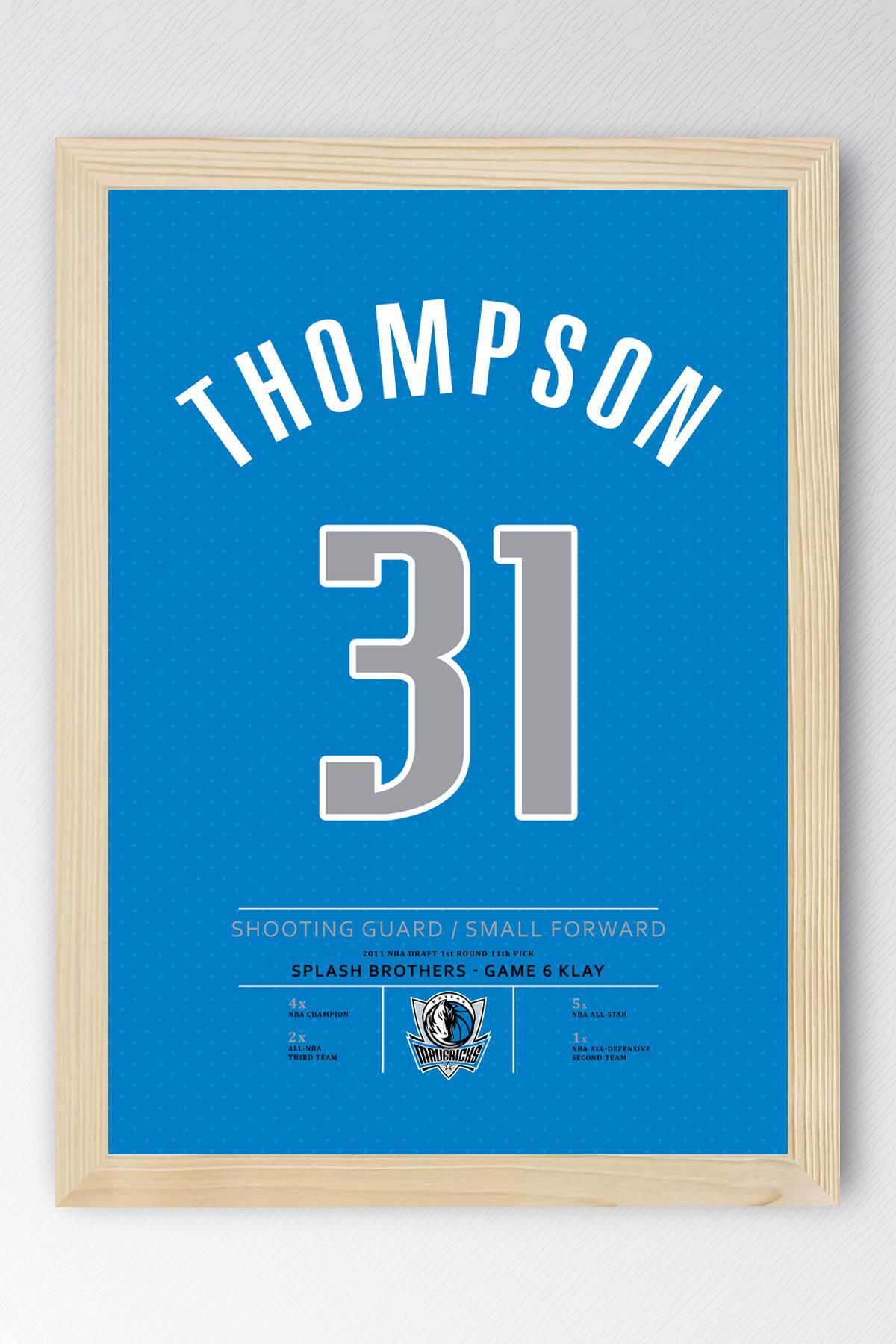 Saturn Klay Thompson Forma Çerçeveli Tablo - NBA Dallas Mavericks Jersey