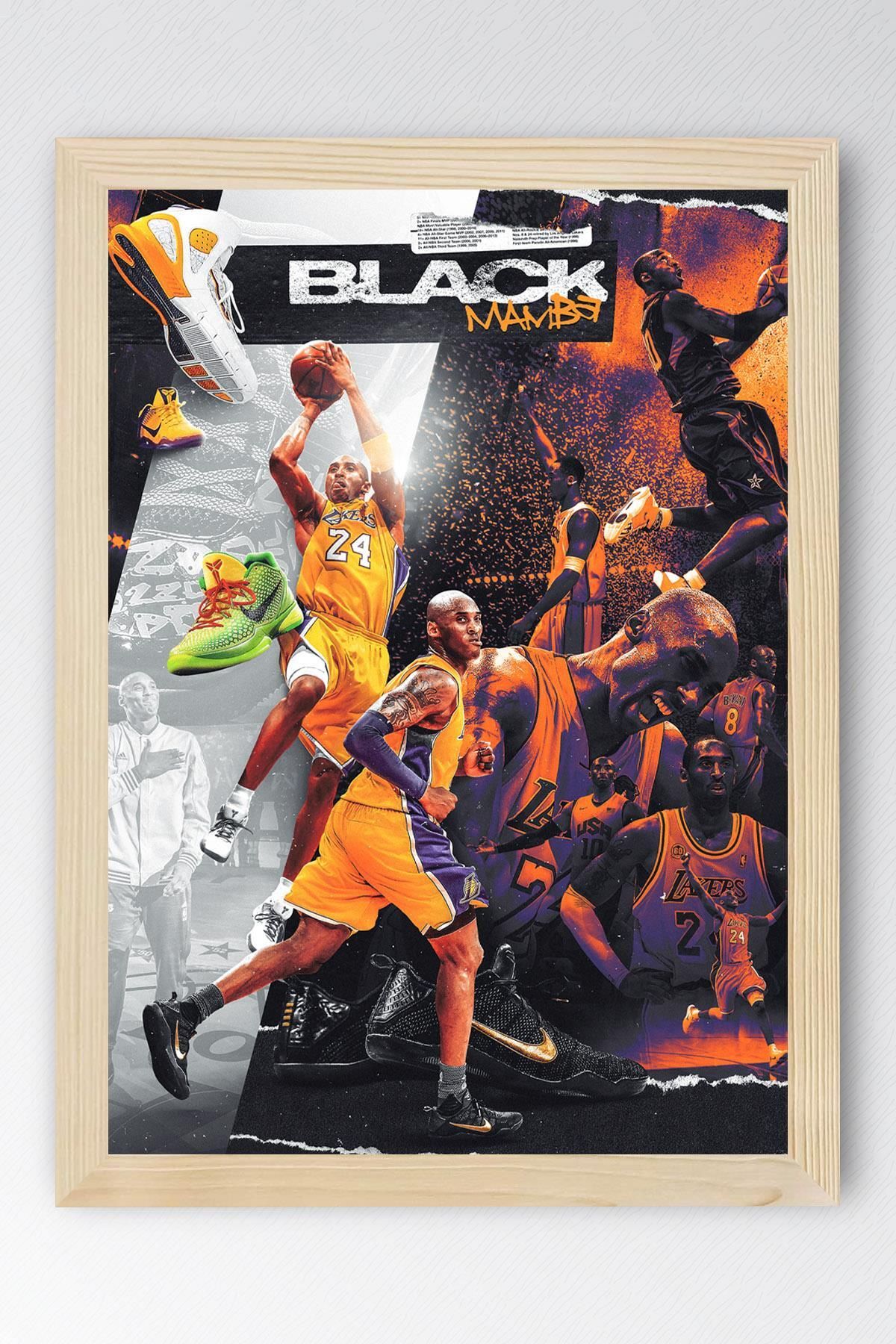Saturn Kobe Bryant Black Mamba Çerçeveli Tablo - Basketbol NBA Posteri Tablo