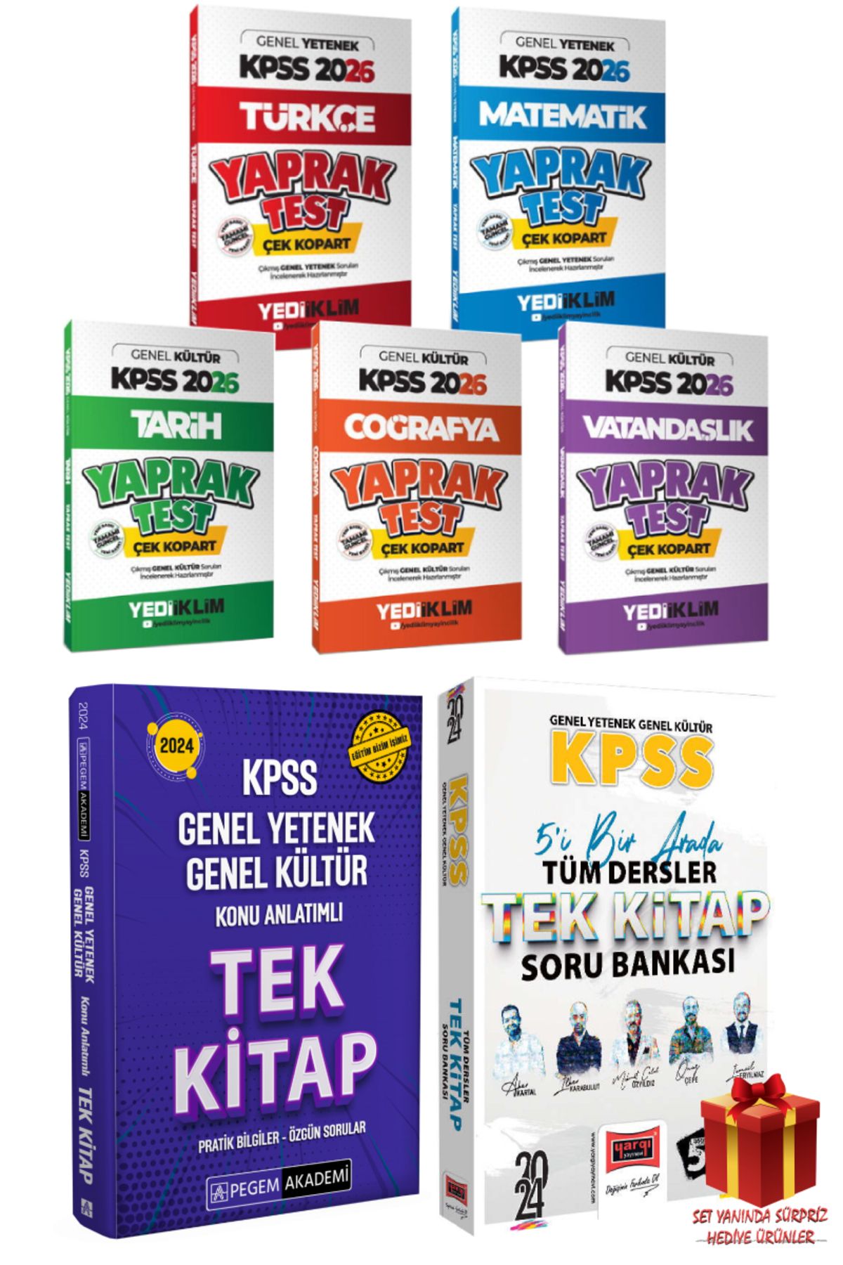 Yediiklim Yayınları 2026 Yediiklim KPSS Yaprak Test Seti+Pegem KPSS Konu Anlatım+KPSS Soru Bankası Seti