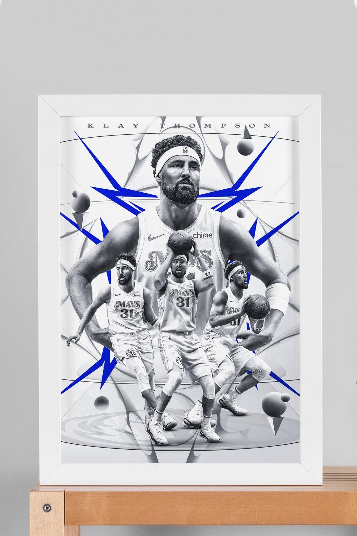 Saturn Klay Thompson Çerçeveli Tablo - Dallas Mavericks NBA Posteri Tablo