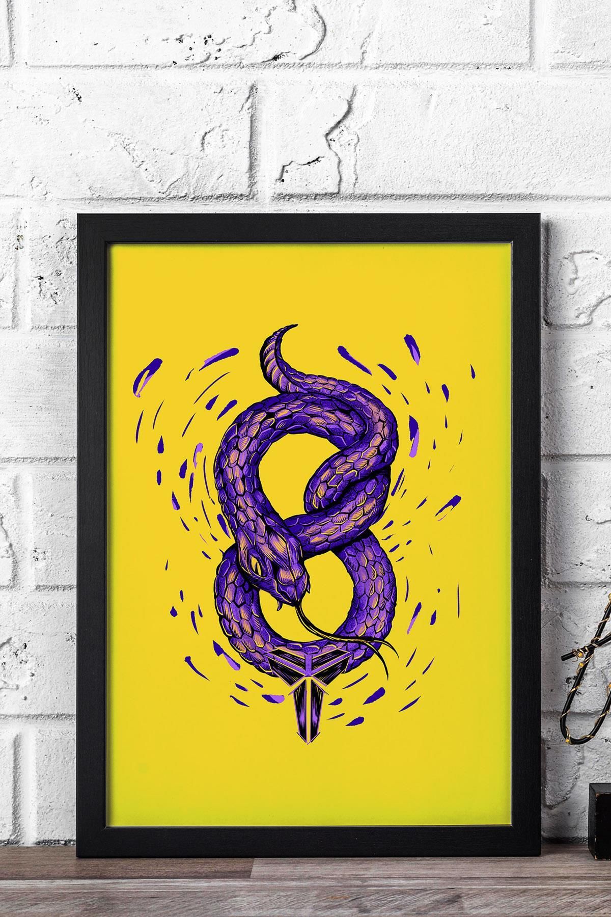 Saturn Kobe Bryant 8 Balck Mamba Çerçeveli Tablo - Basketbol NBA Posteri Tablo