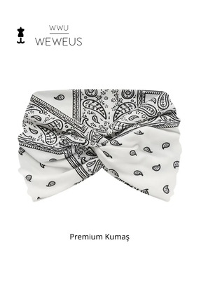 Weweus Beyaz Damla Desen Premium Kadın Saç Bandı
