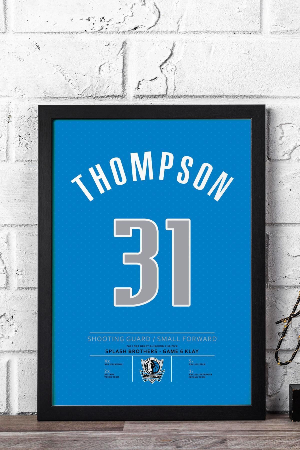 Saturn Klay Thompson Forma Çerçeveli Tablo - NBA Dallas Mavericks Jersey