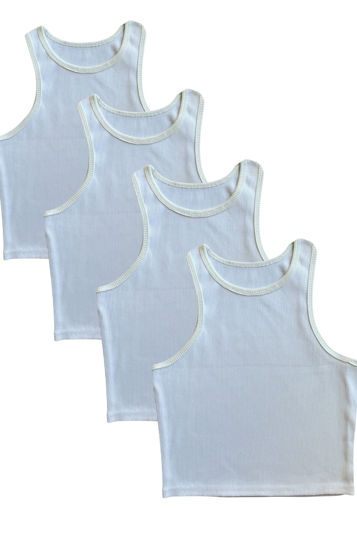 BLİSS WEAR FASHION Kadın 4Lü Kalın Askılı Fitilli Halter Yaka Crop