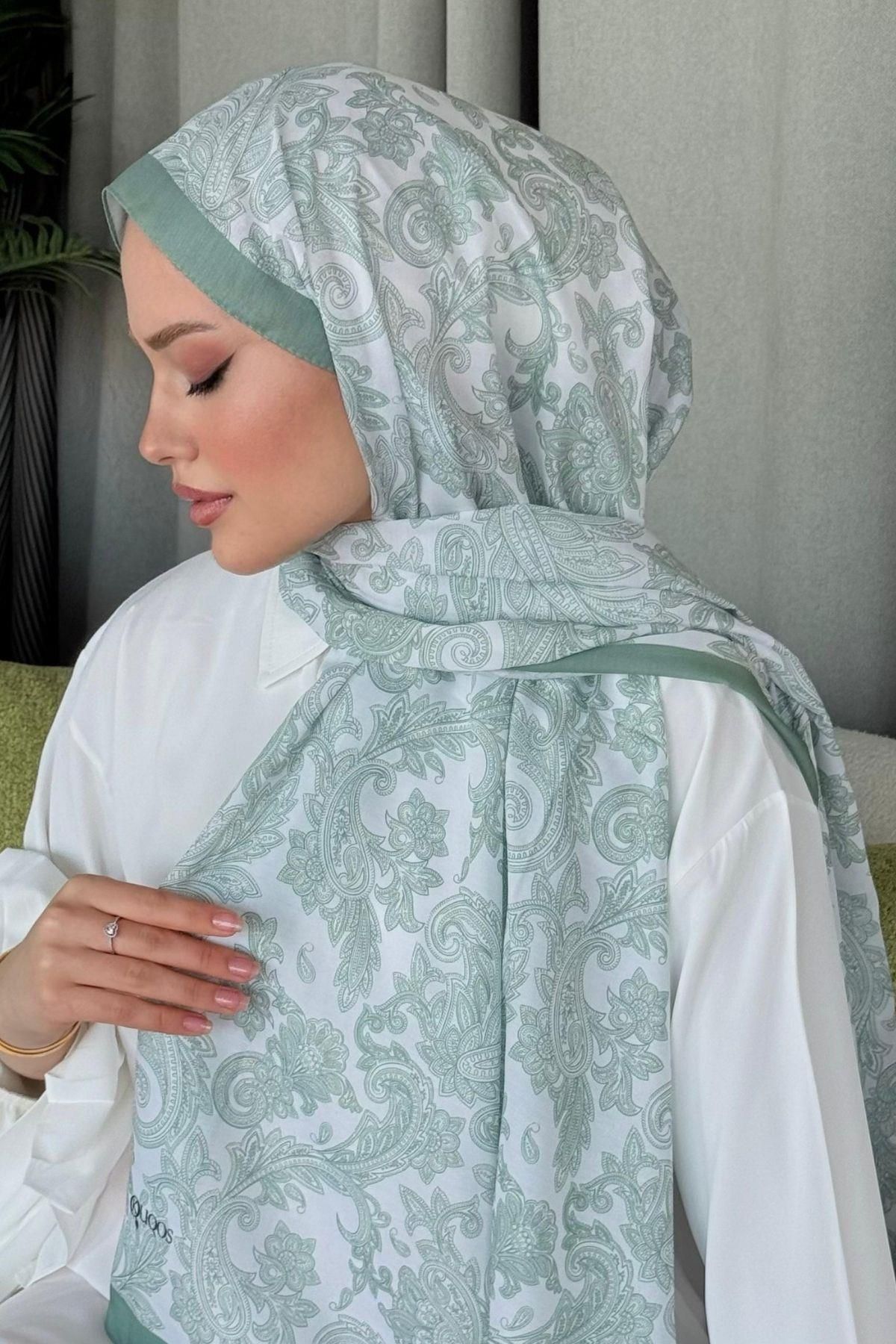 HAZA MODA Aras Desen Dijital Şal Mint