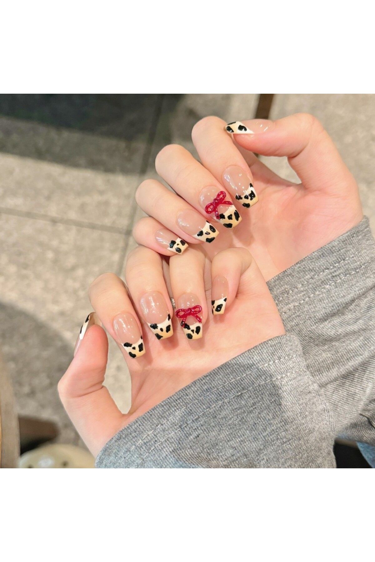 Takma Takma Tekrar Kullanılabilir El Yapımı Protez Takma Tırnak TT1130 - Leopard Fashion - 10'lu M-Ten Rengi