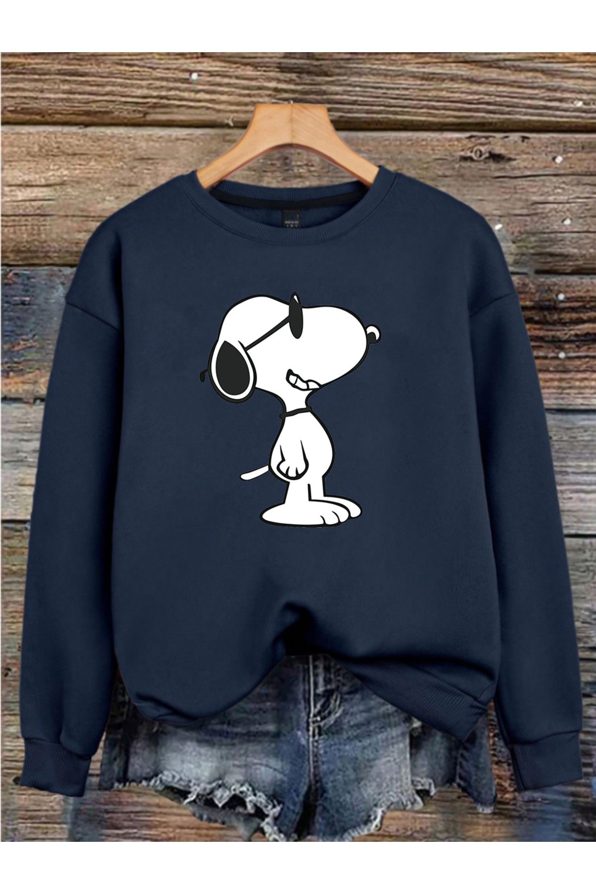 MAGORS BASKILI 3 İPLİK BİSİKLET YAKA UZUN KOLLU KADIN SWEATSHIRT