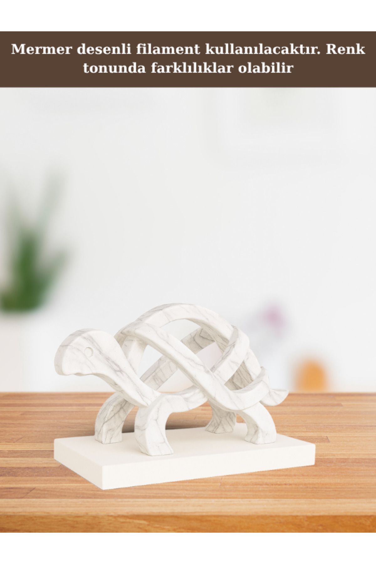 Madeora3D Minimalist Kaplumbağa Heykeli – Modern Dekoratif Masaüstü Biblo Boyutlar: Yaklaşık 5cm x 10cm
